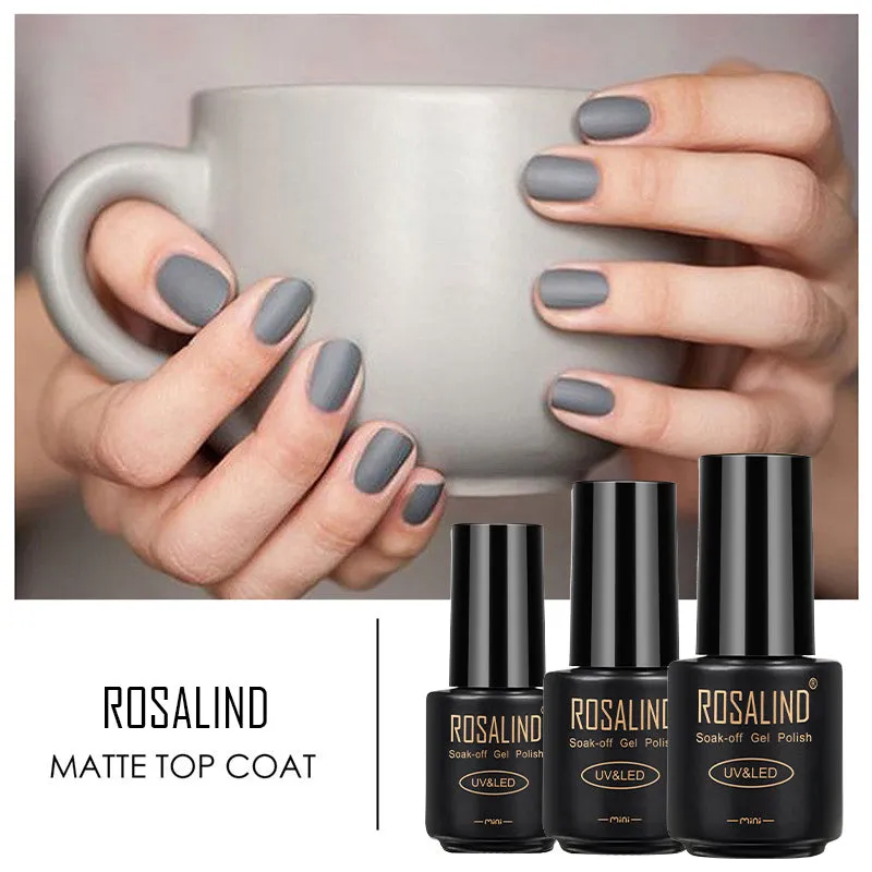 ROSALIND Matt Top Coat Gel Polish Bright For Nail Art Design LED/UV Lamp