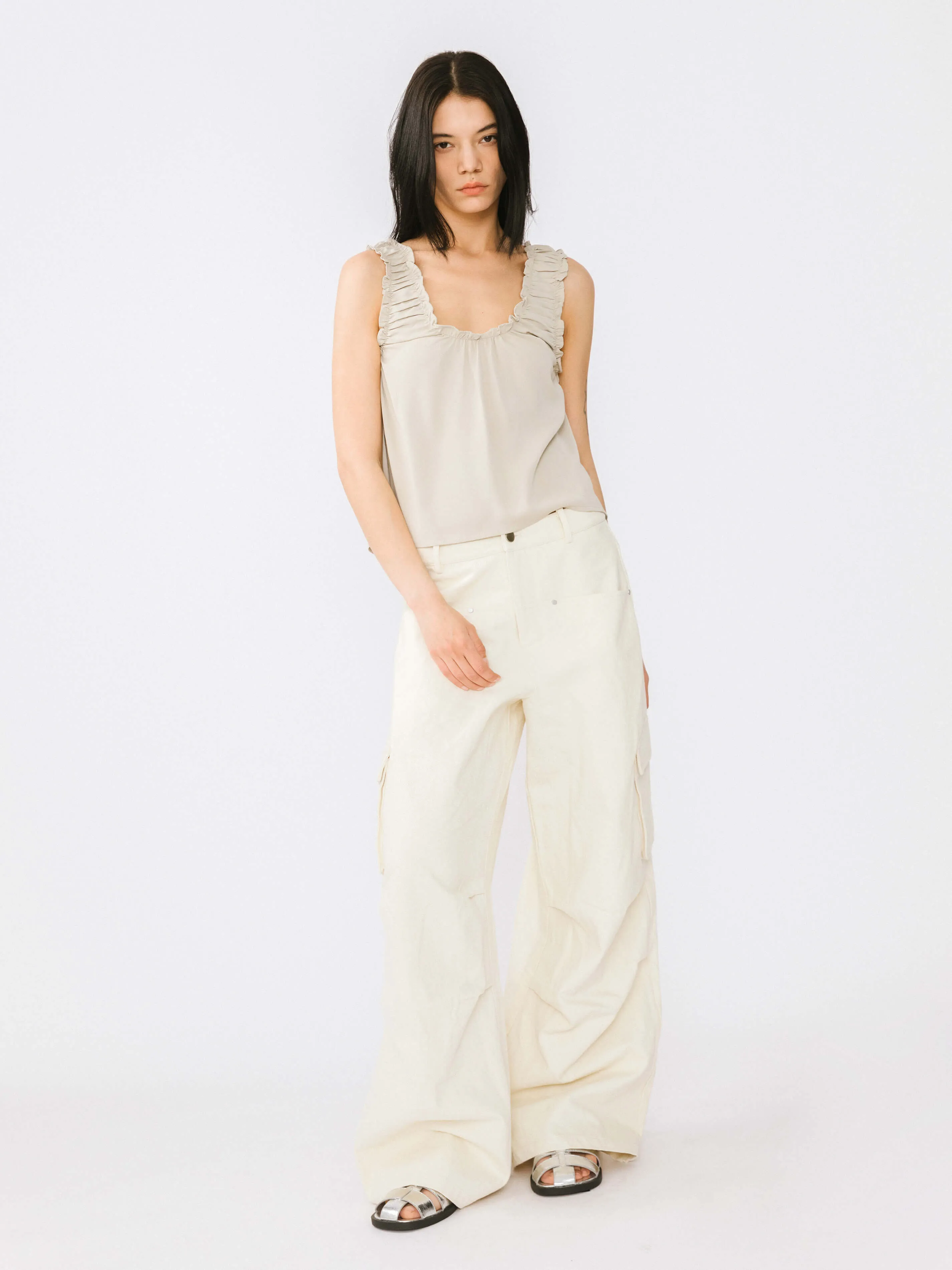 Ruched Thick Strap Tank Top