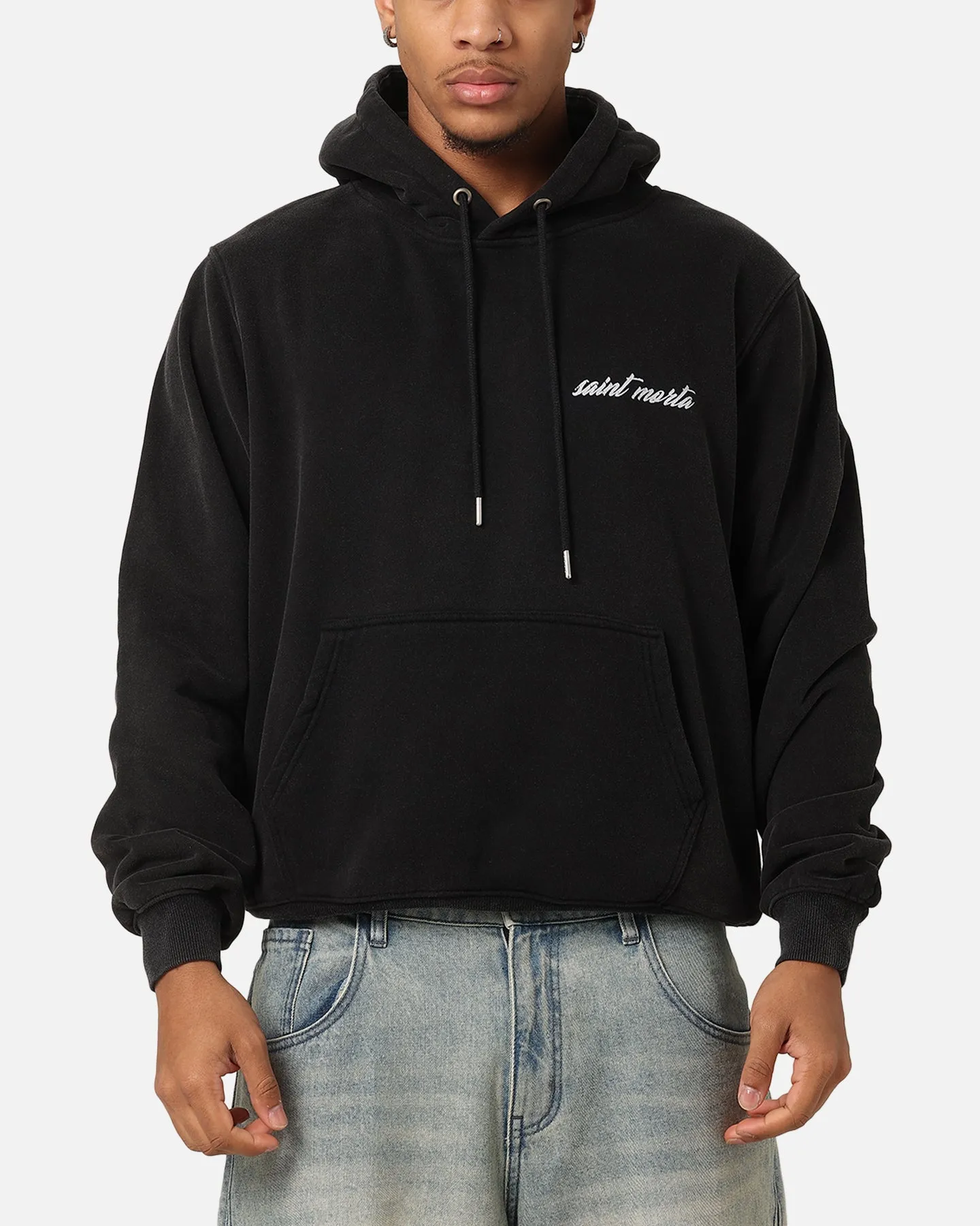 Saint Morta Flower Press Hoodie Vintage Black