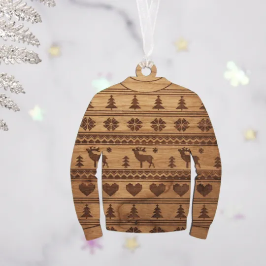 Set Of 4 Christmas Jumper Wooden Bauble