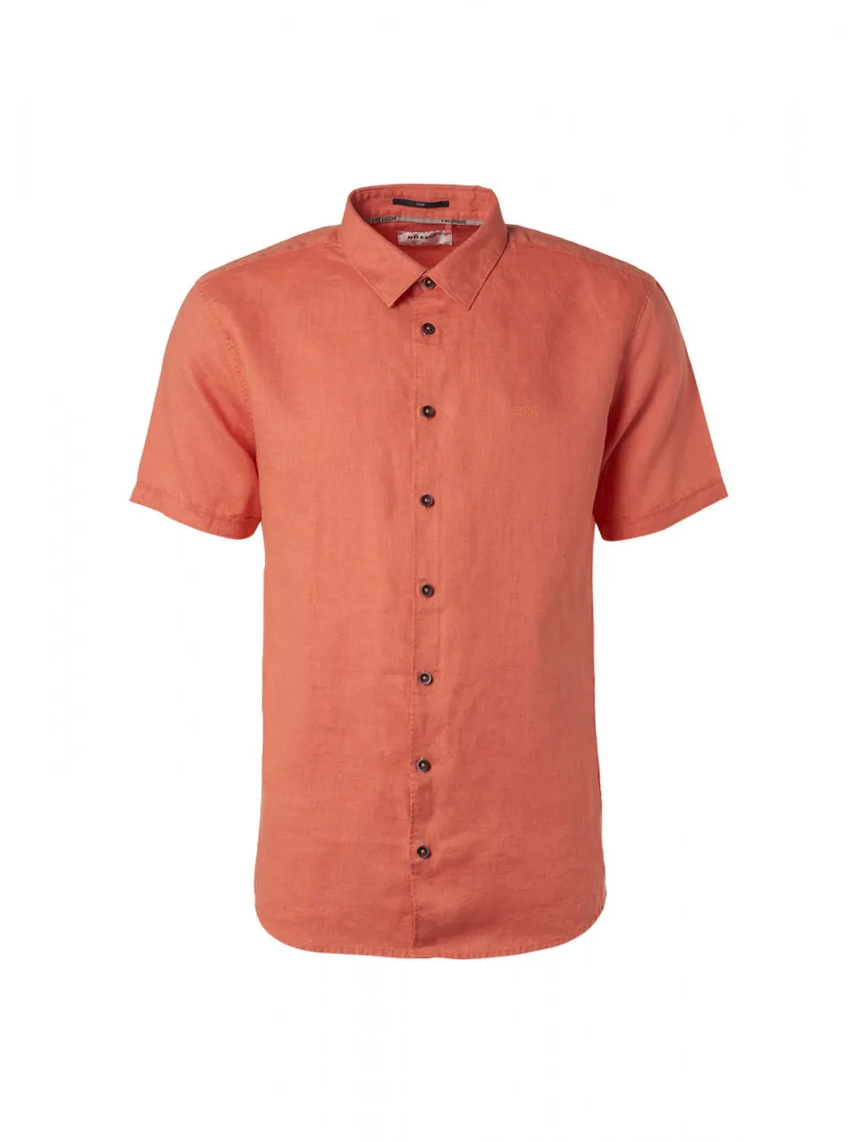 Shirt Short Sleeve Linen Solid | Papaya