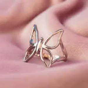 Silver Butterfly Kisses Ring