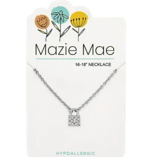 Silver CZ Padlock Mazie Mae Necklace