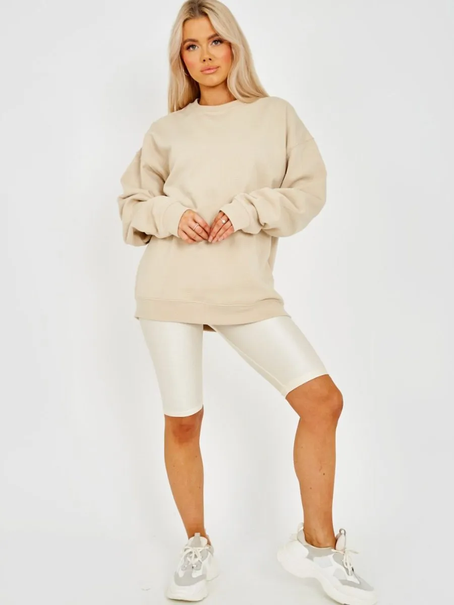 Simonne Plain Sweatshirt Jumper In Stone