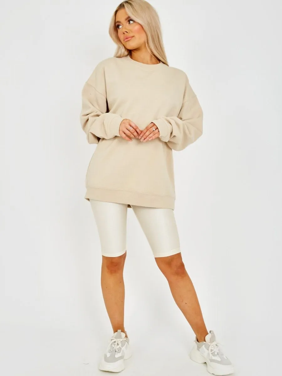 Simonne Plain Sweatshirt Jumper In Stone