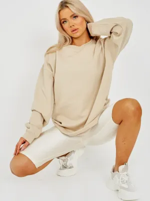 Simonne Plain Sweatshirt Jumper In Stone