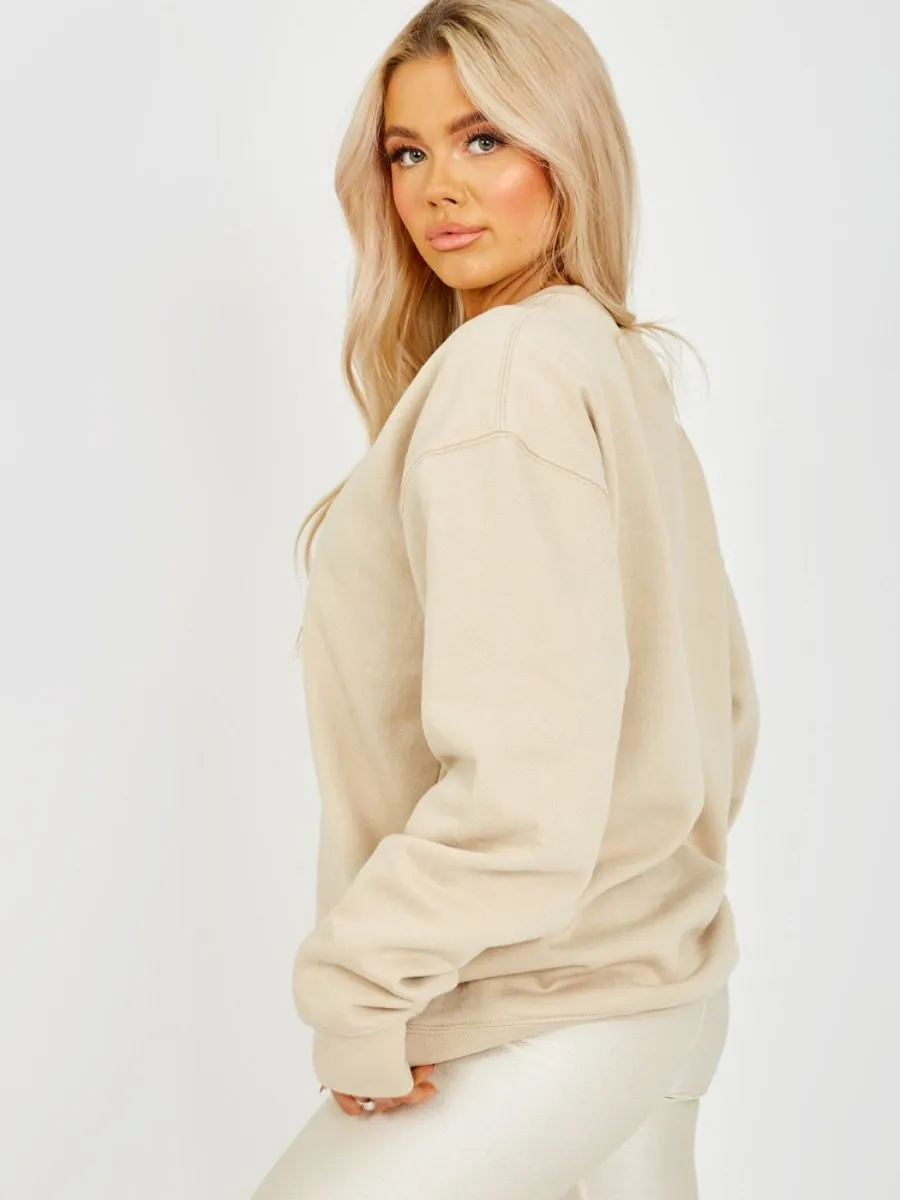 Simonne Plain Sweatshirt Jumper In Stone