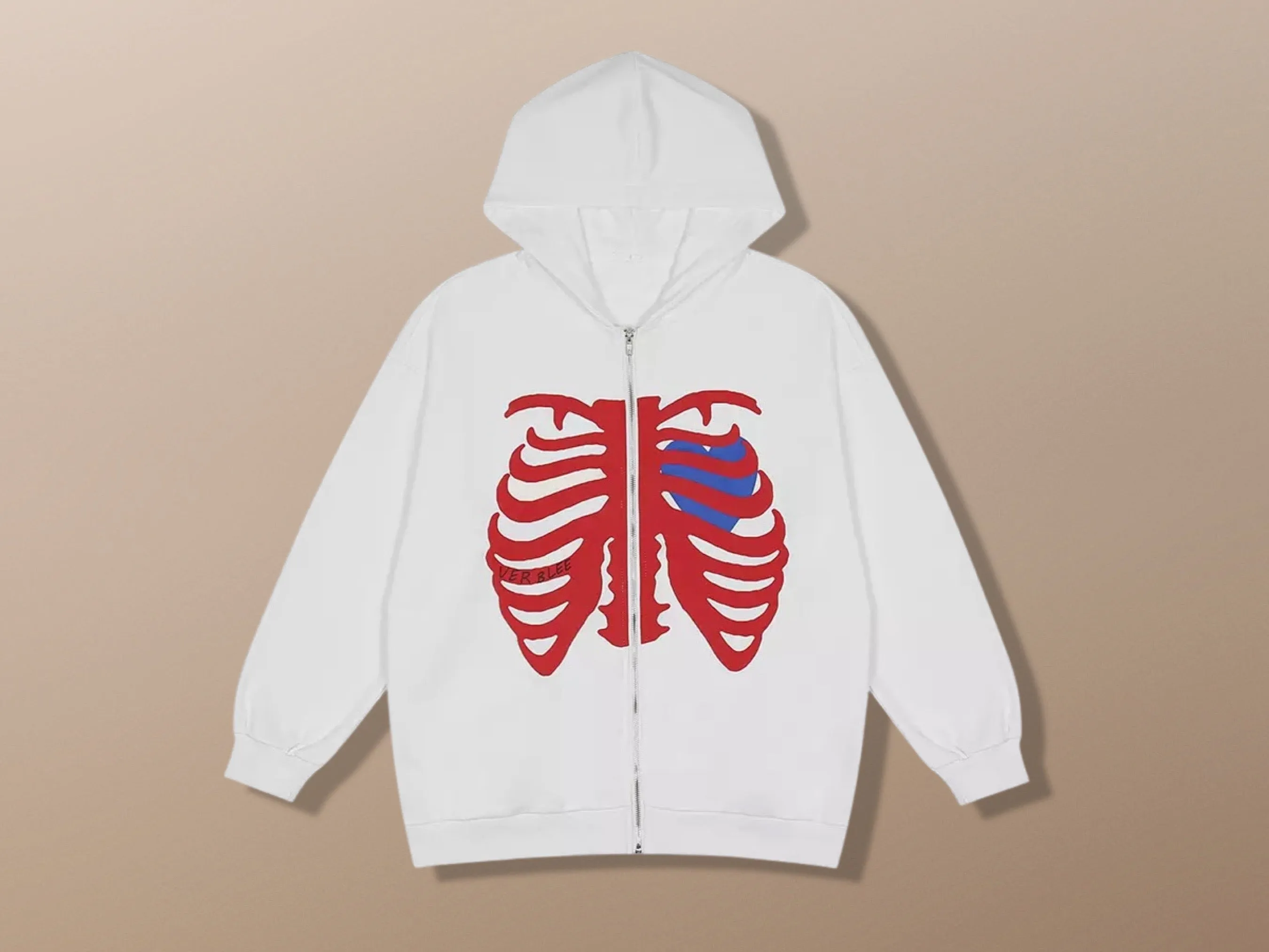 Skeleton Lightweight Harajuku Bone Zippered Hoodie