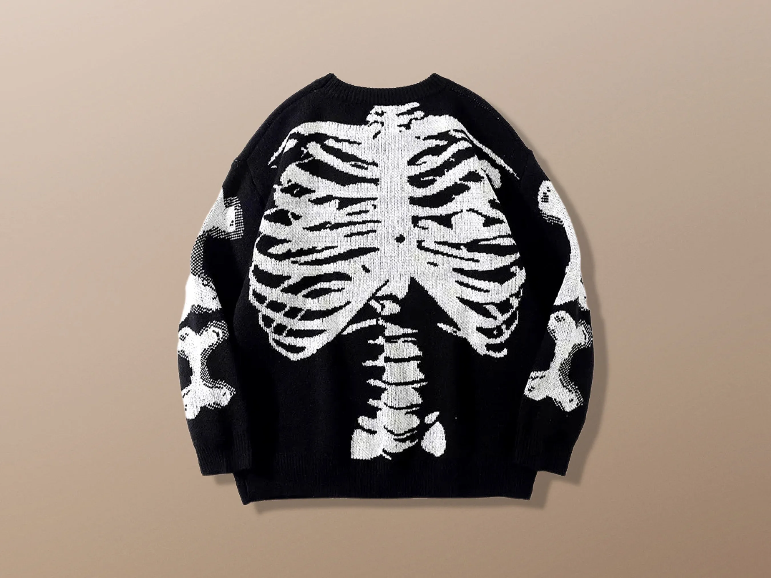 Skeleton Lightweight Knit Sweater Grunge Bone Vintage Jumper