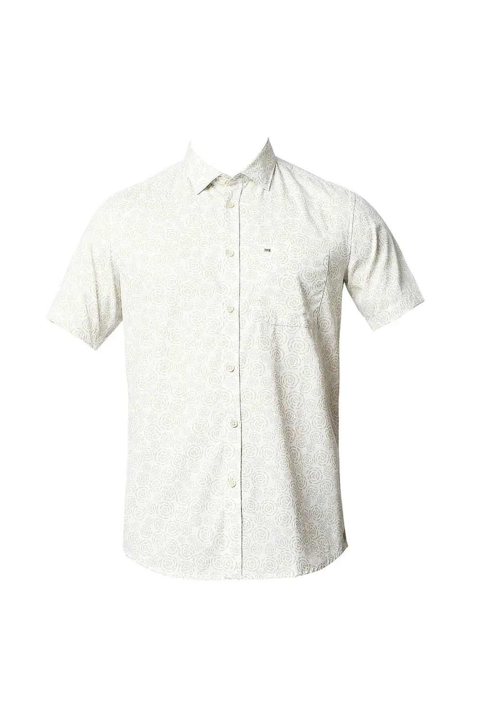 Slim Fit Slub Printed Halfsleeves Shirt