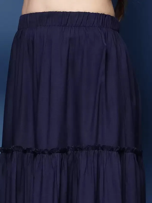 Sophisticated Blue Flared Skirt