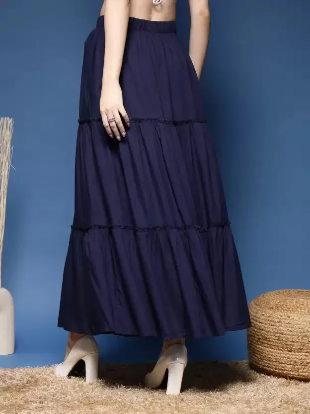 Sophisticated Blue Flared Skirt