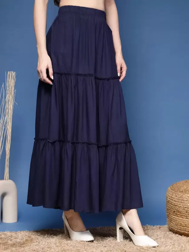 Sophisticated Blue Flared Skirt