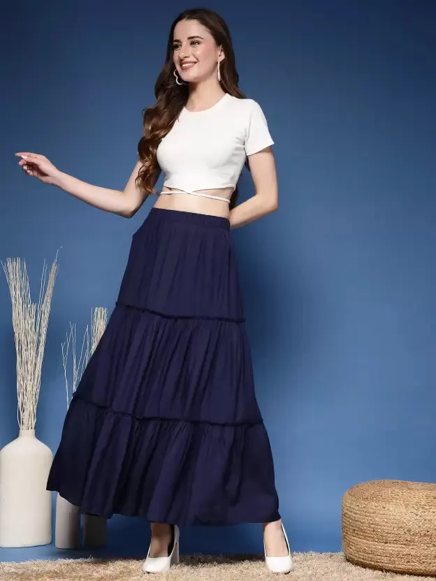 Sophisticated Blue Flared Skirt