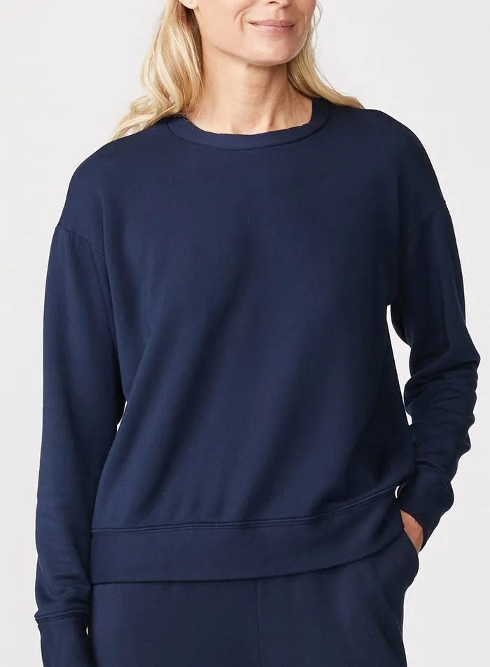 STATESIDE Softest Fleece Crew Neck Pullover NAVY