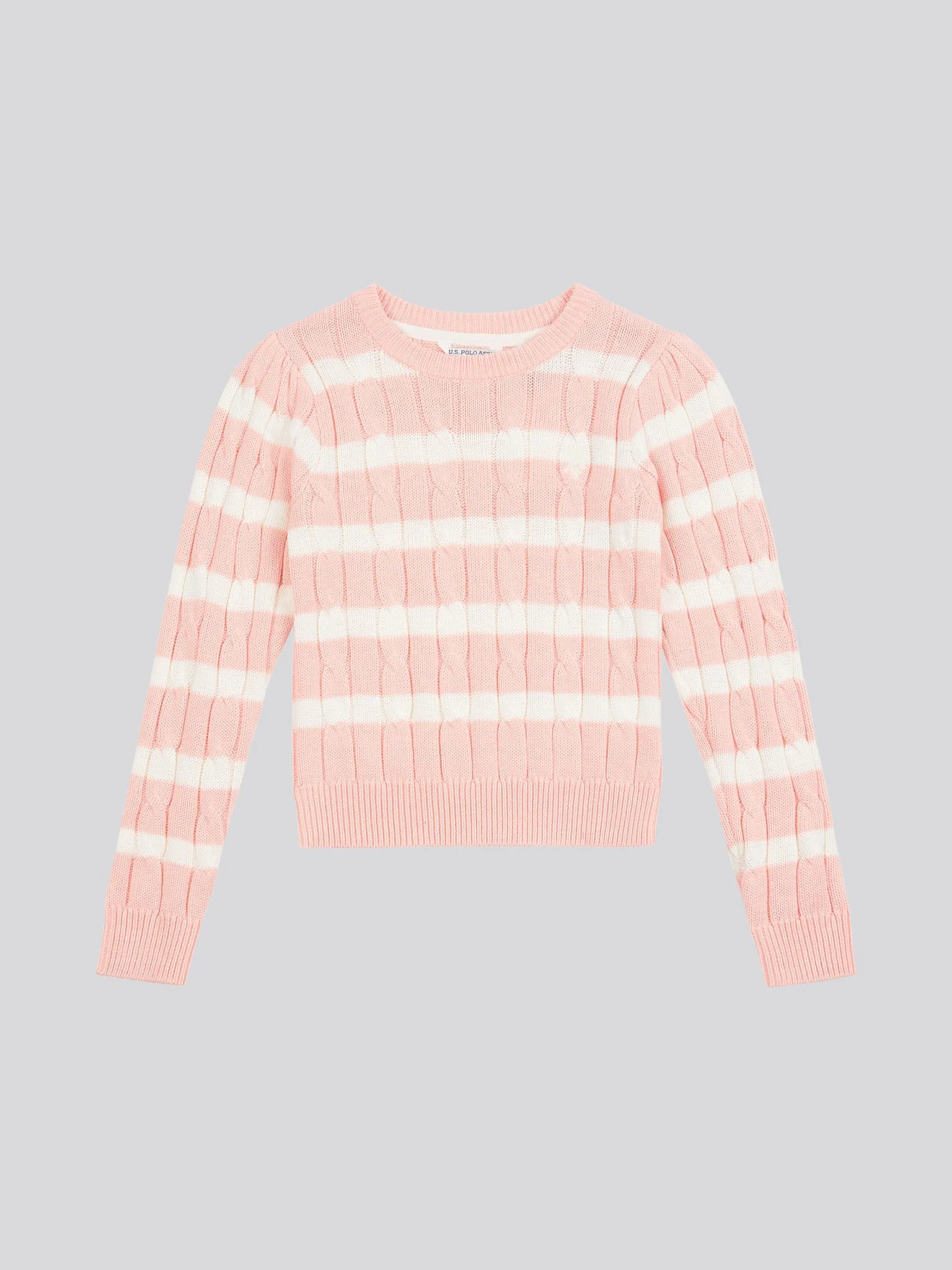 Stripe Cable Knit Jumper Crystal Rose