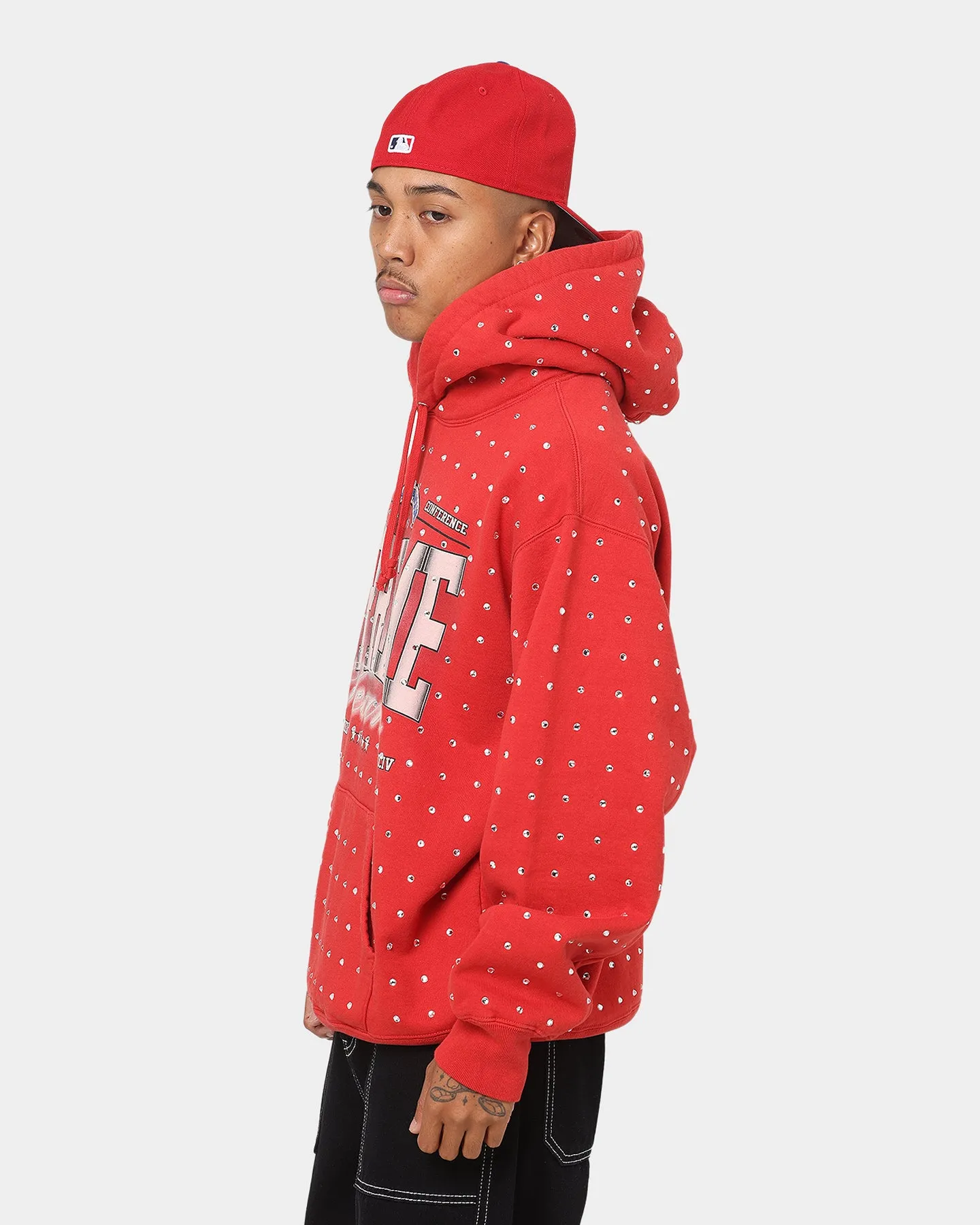 Supreme Rhinestone Hoodie Sweatshirt Burnt Red