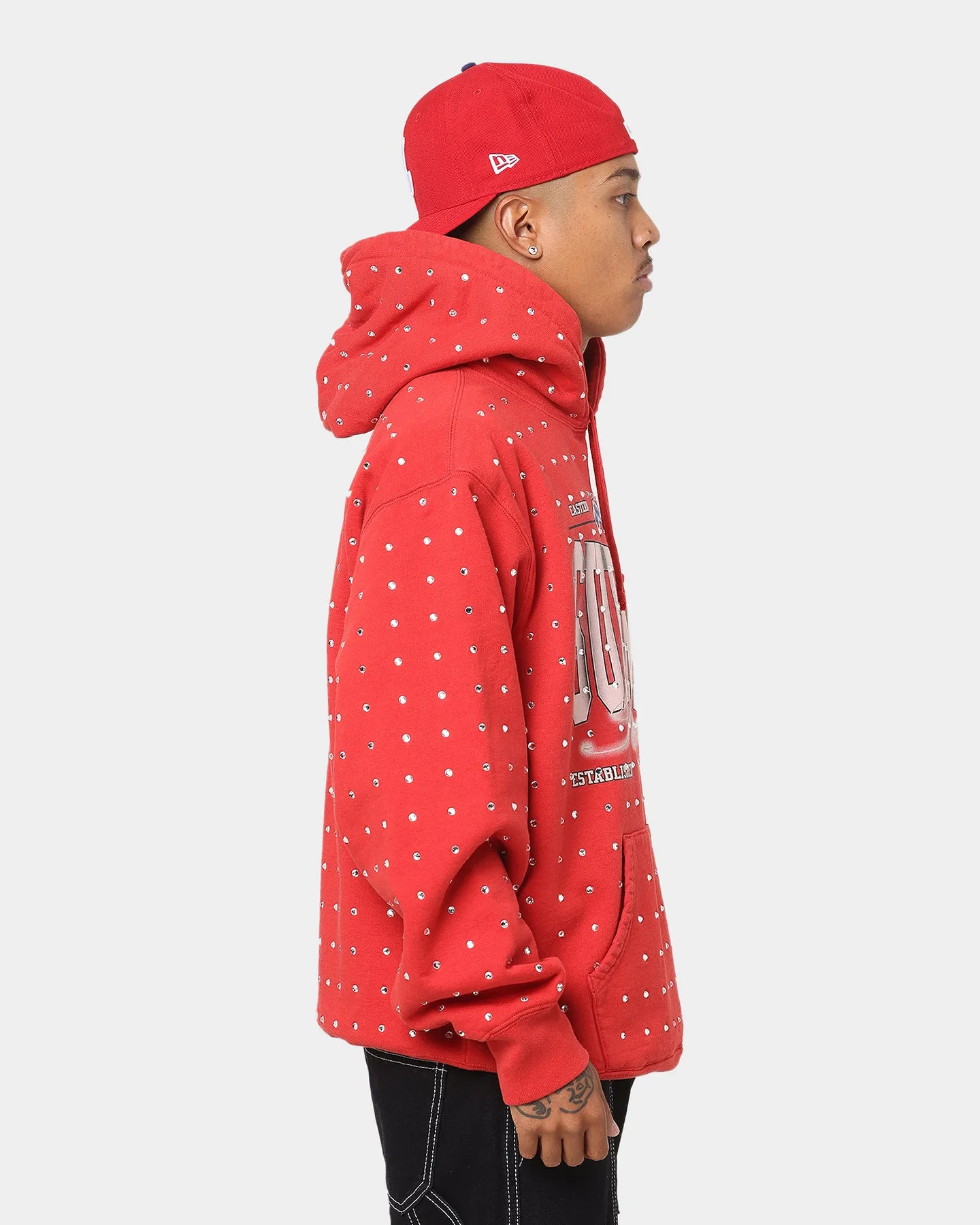 Supreme Rhinestone Hoodie Sweatshirt Burnt Red