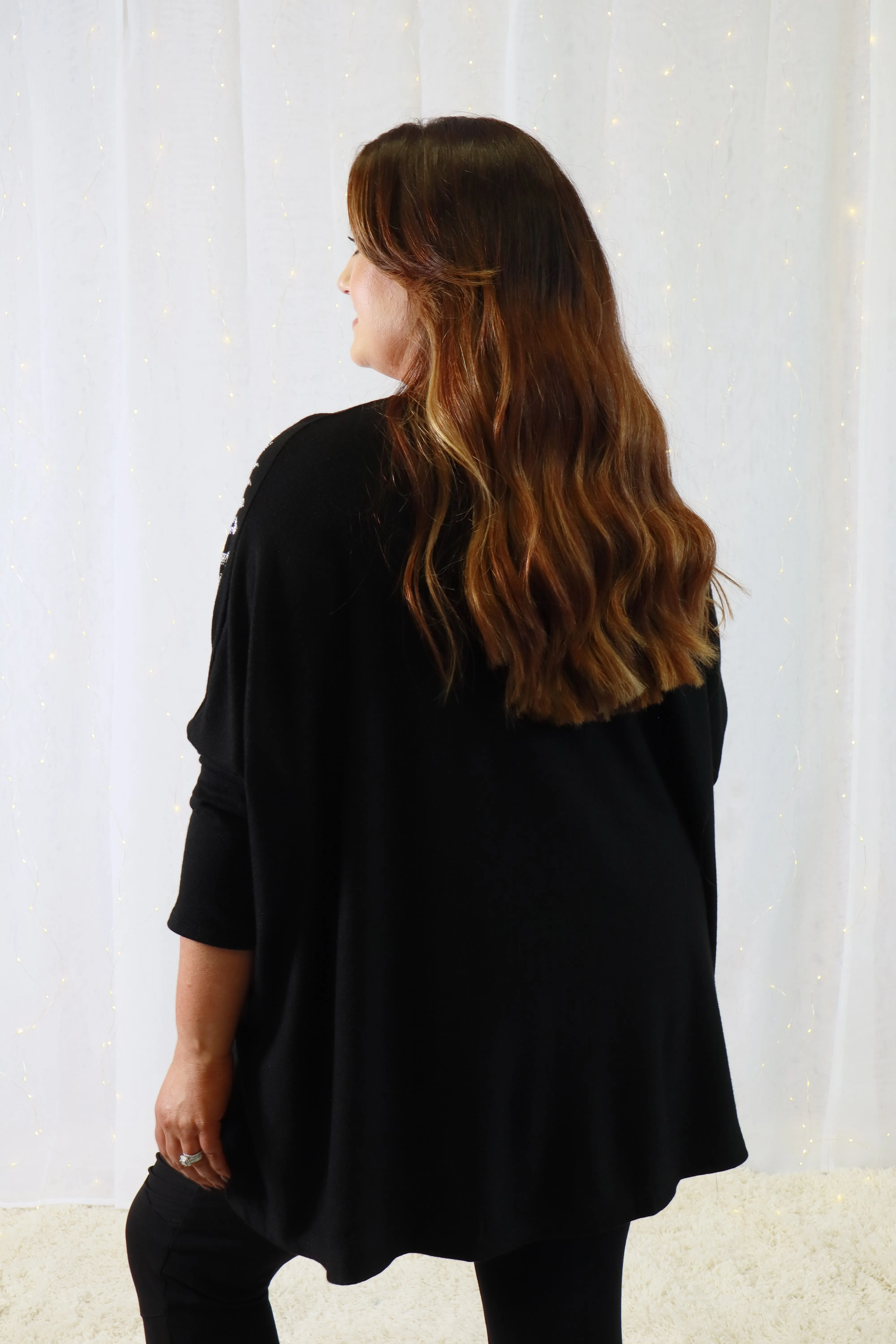 Teagan Sparkle Knit Jumper in Black