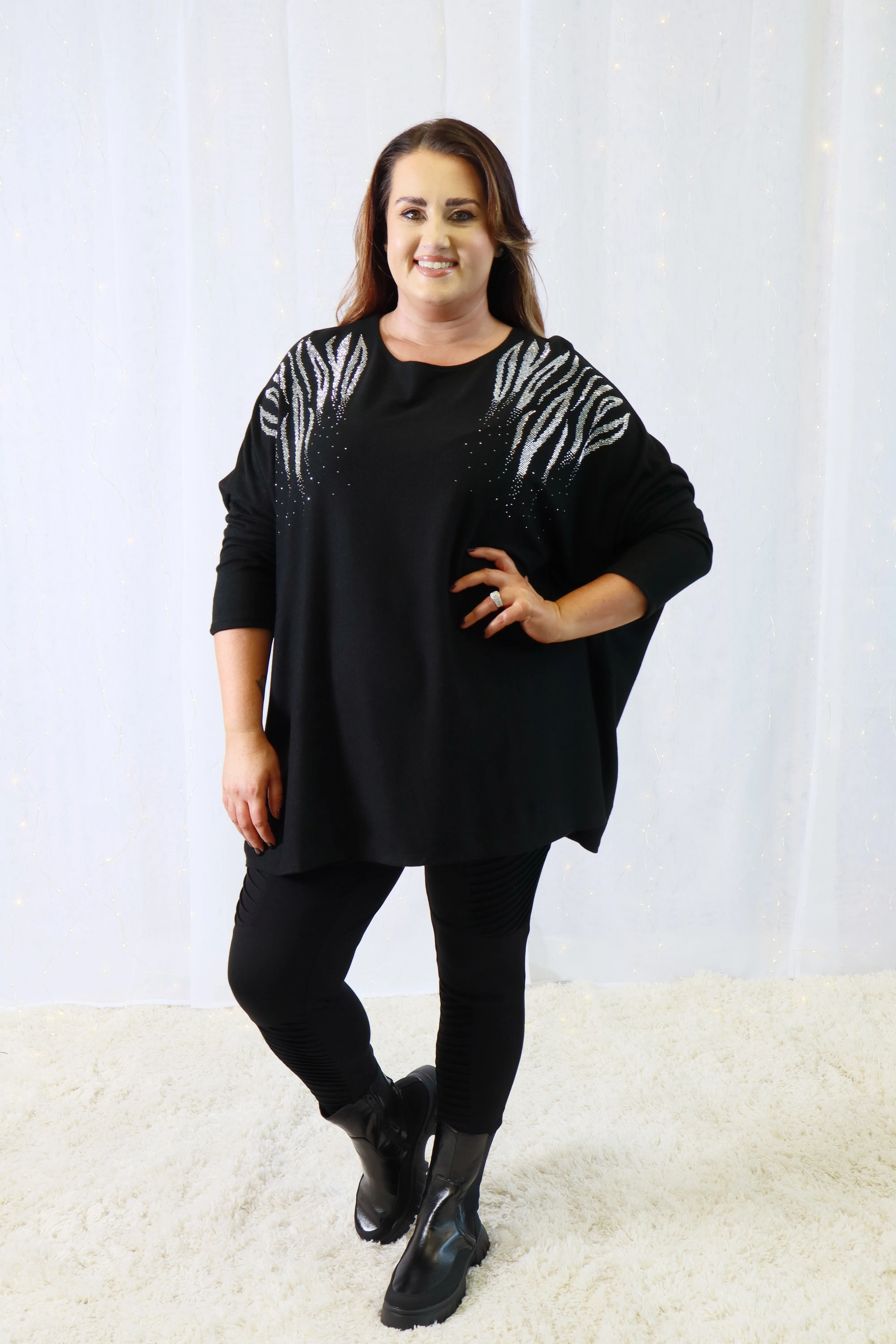 Teagan Sparkle Knit Jumper in Black