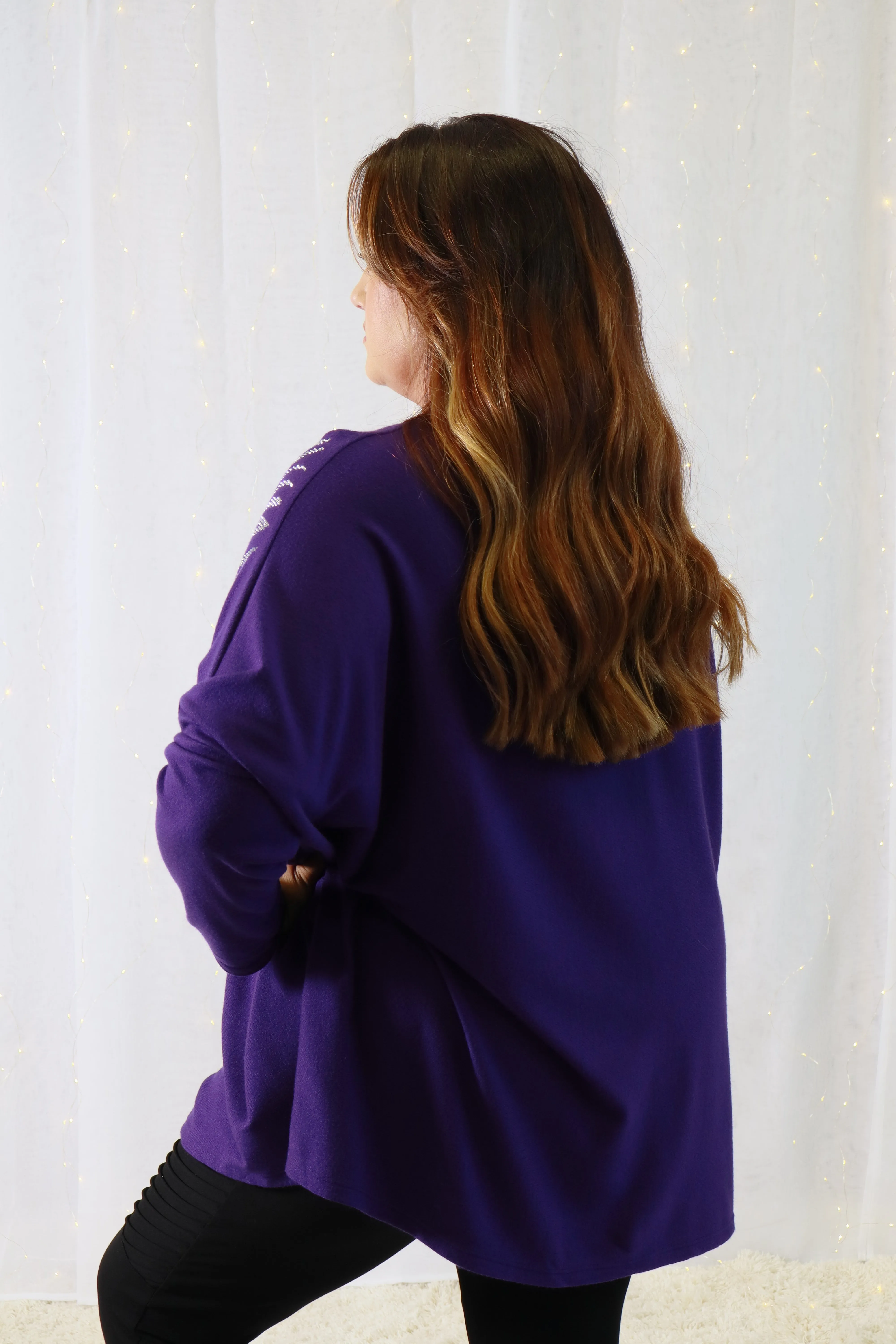 Teagan Sparkle Knit Jumper in Purple