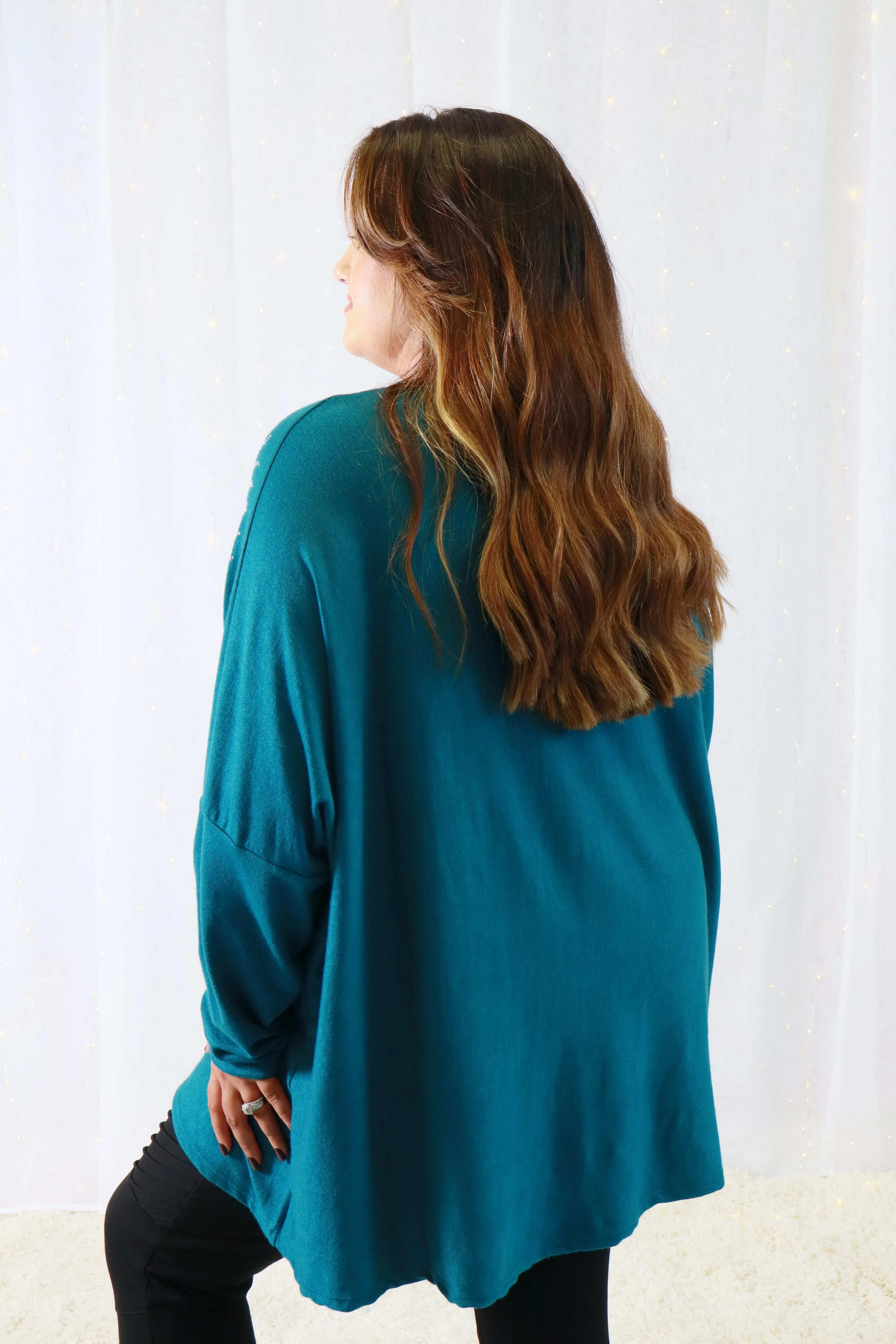 Teagan Sparkle Knit Jumper in Teal