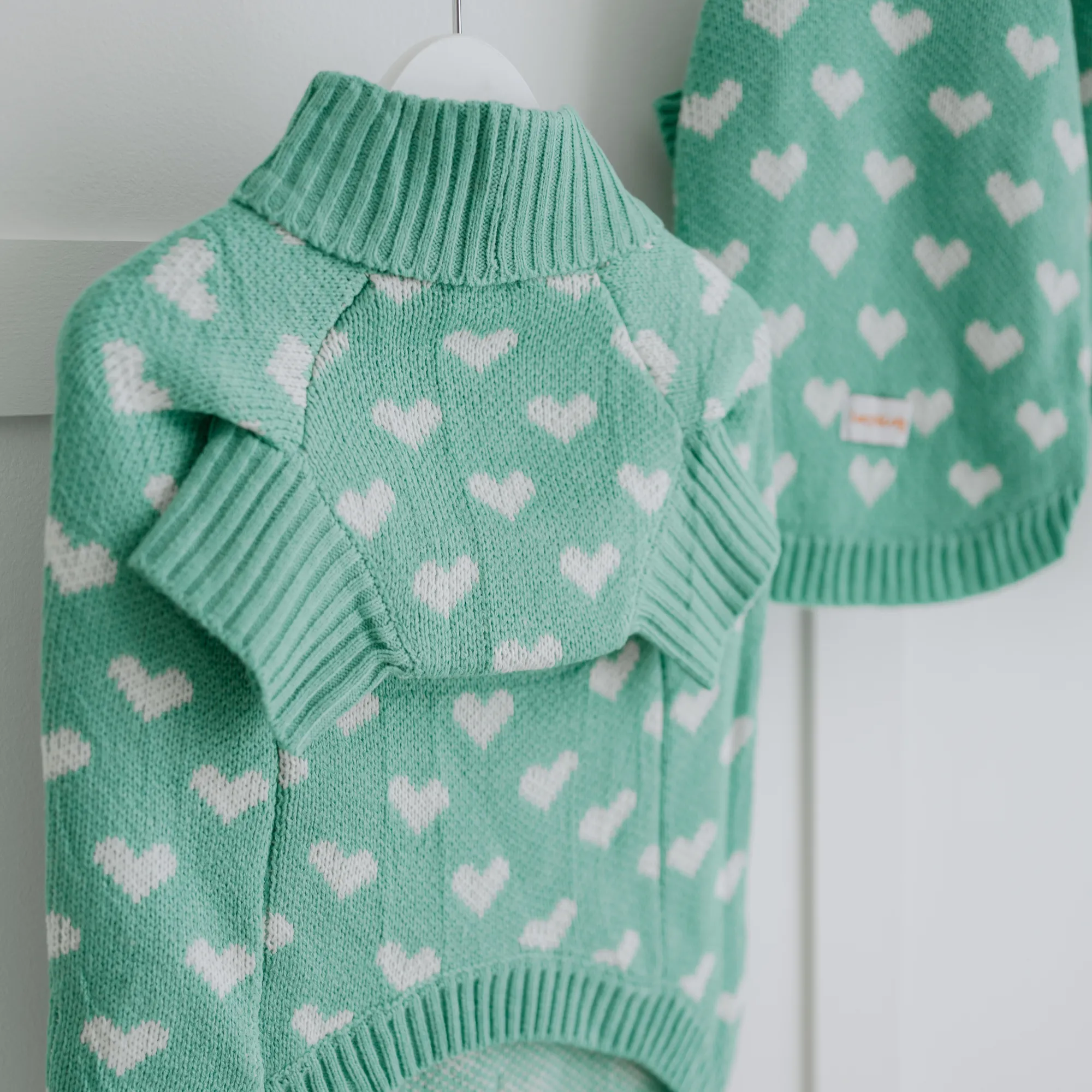 Teal Heart Knitted Dog Jumper or Cat Jumper