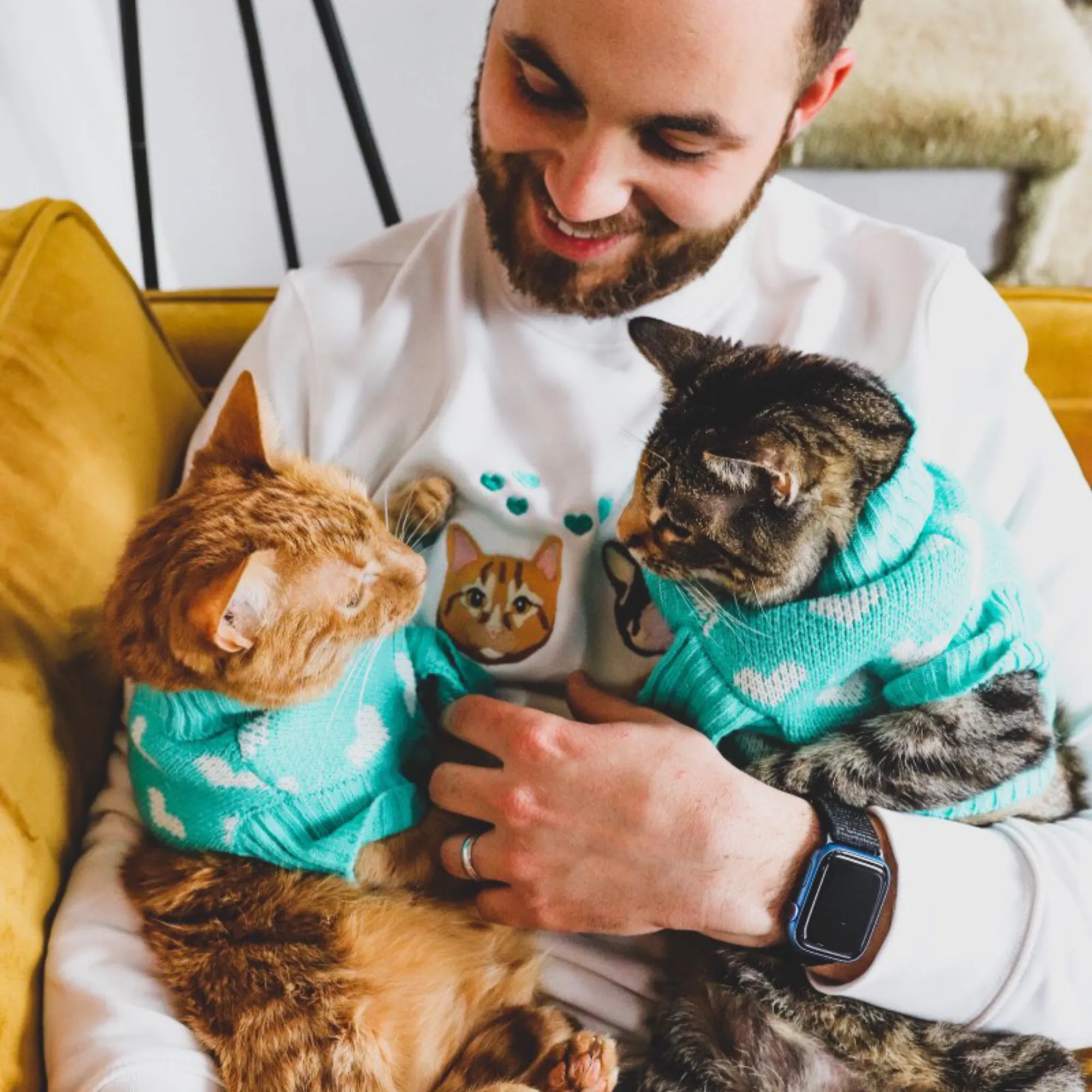 Teal Heart Knitted Dog Jumper or Cat Jumper
