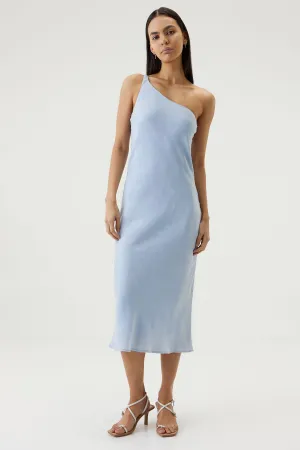 Third Form Paisley Bias One Shoulder Midi Dress - Ocean