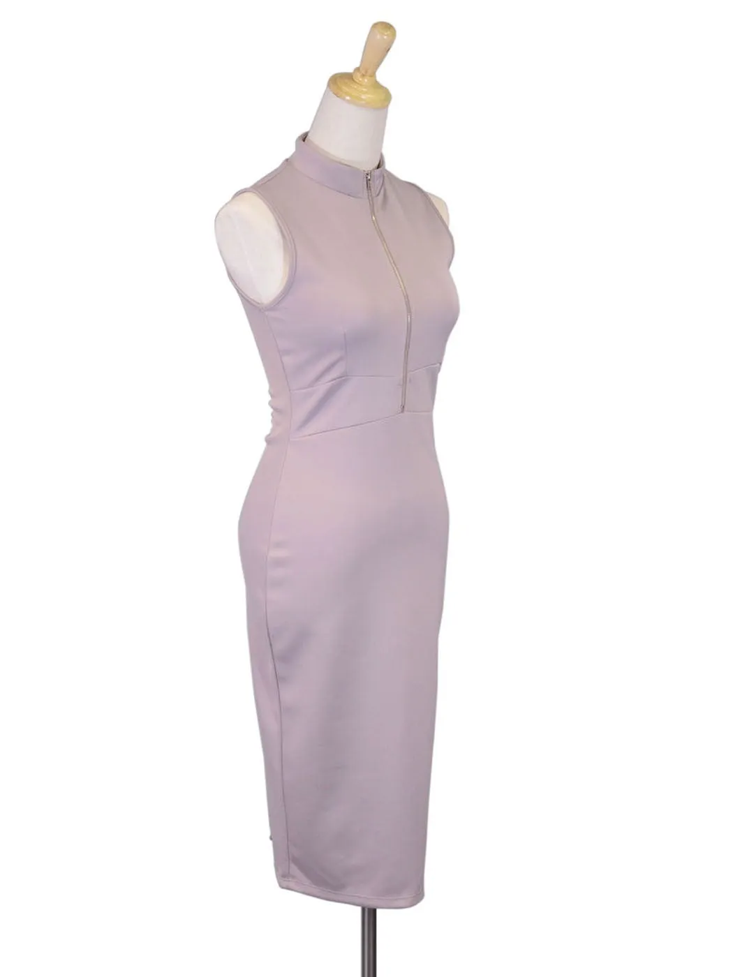 Tic Toc High Neckline Mock Turtleneck Scuba Style Body Conscious Fitted Dress