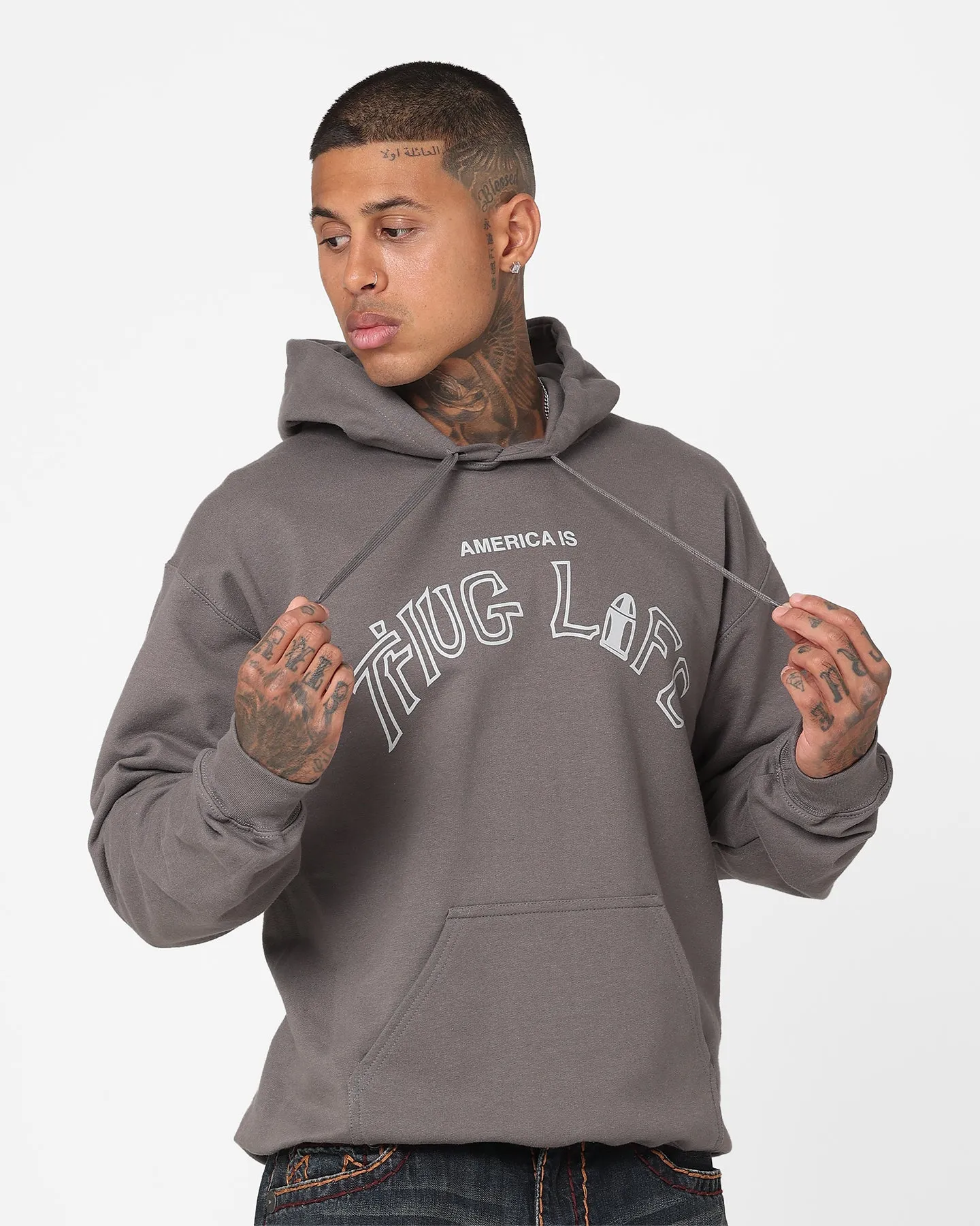 Tupac Thug Life Hoodie Grey