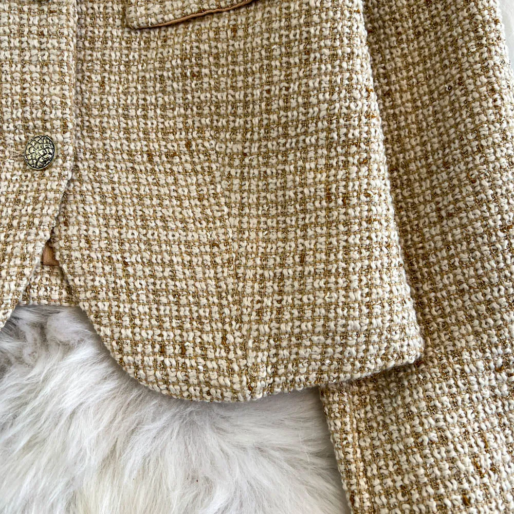 Tweed Cardigan&Mesh Slip Dress 2Pcs