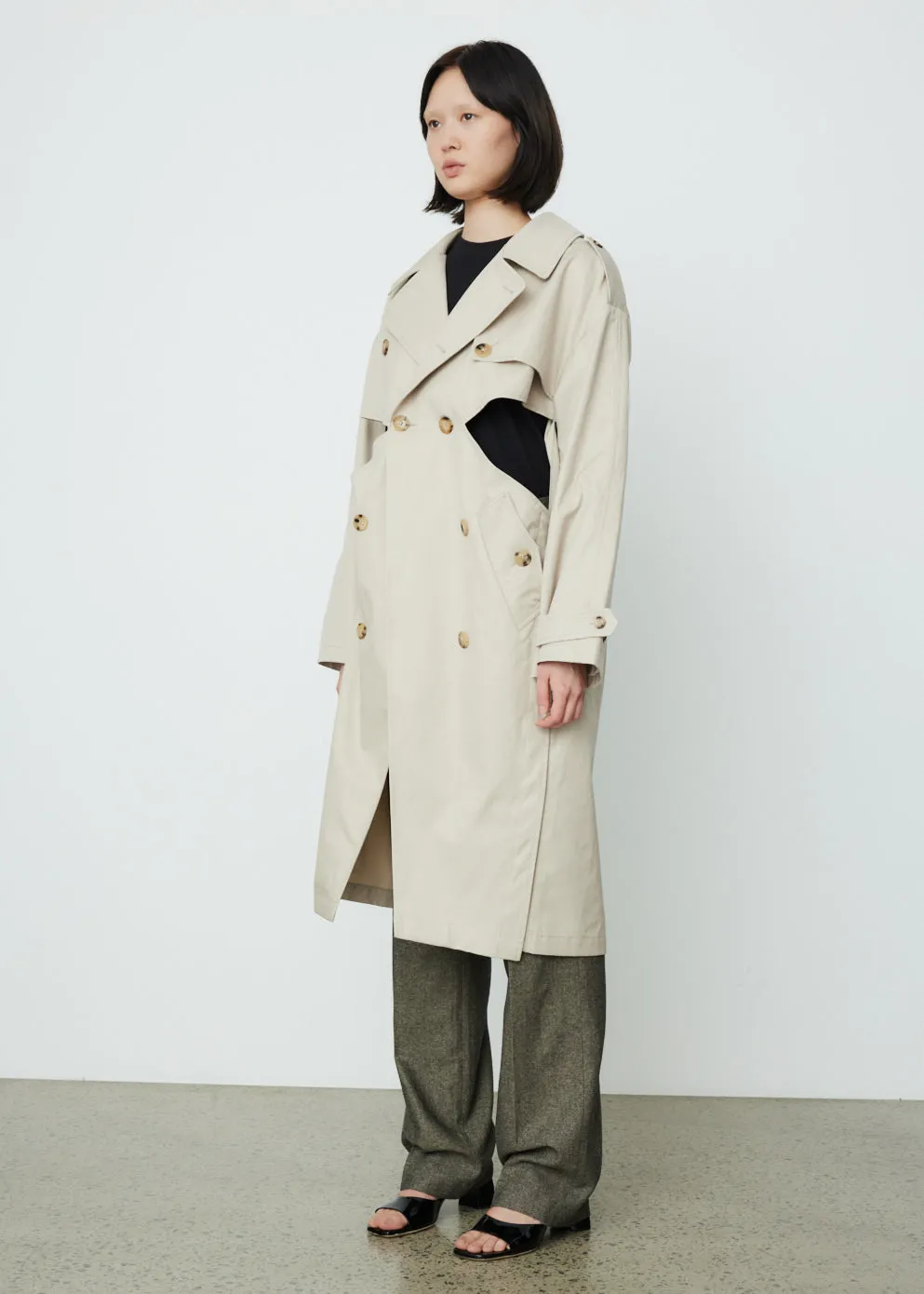 Twisted Cut Out Trench Coat