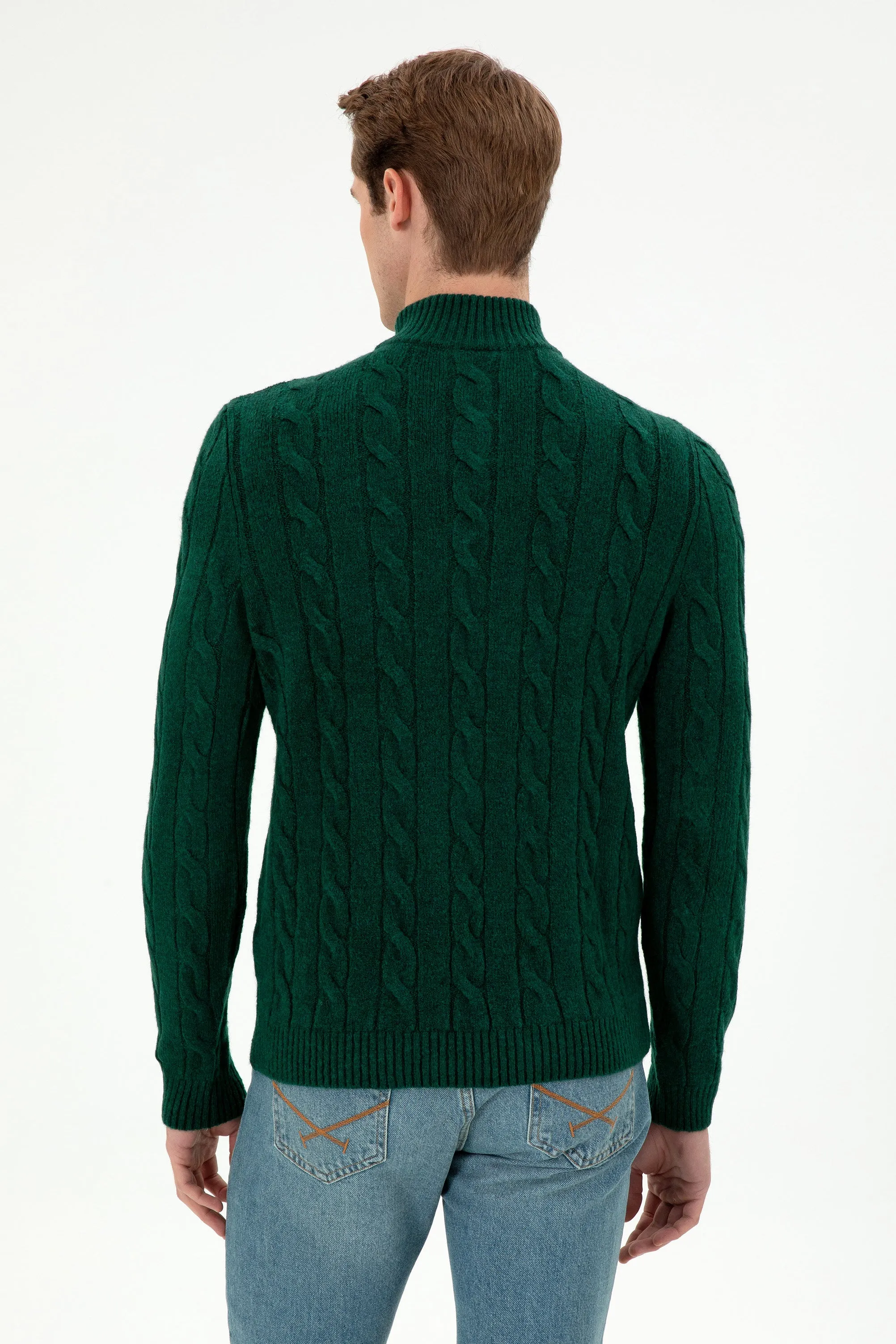 USPA Men Jumper Half Zipper Dark Green VR079 USPJR378 US POLO ASSN.