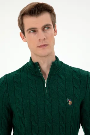 USPA Men Jumper Half Zipper Dark Green VR079 USPJR378 US POLO ASSN.