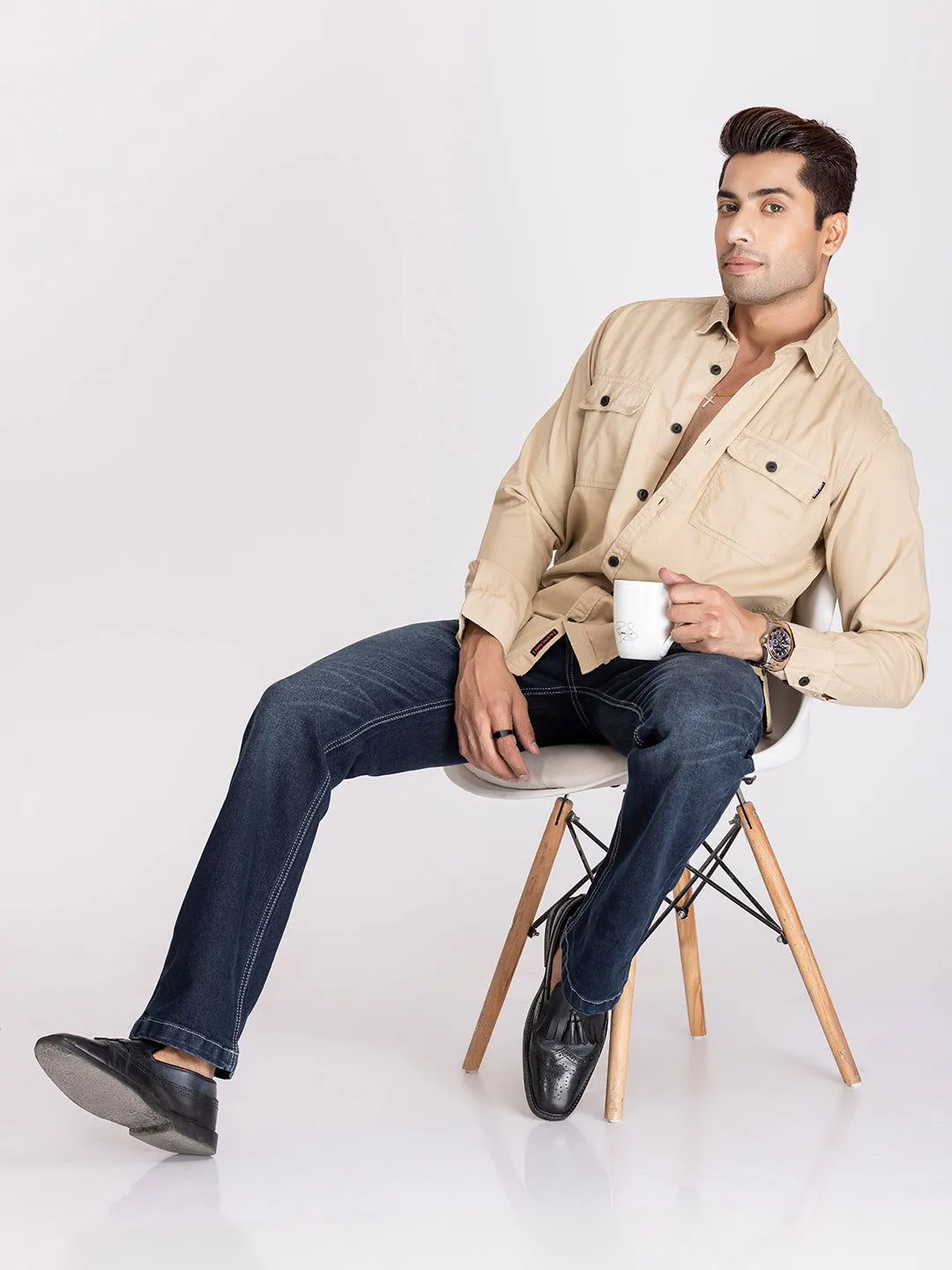 Utility Denim shirt-Cream