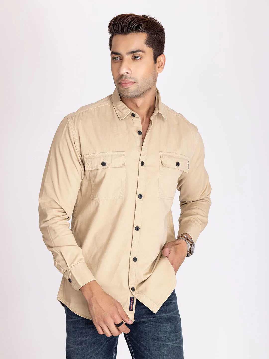 Utility Denim shirt-Cream