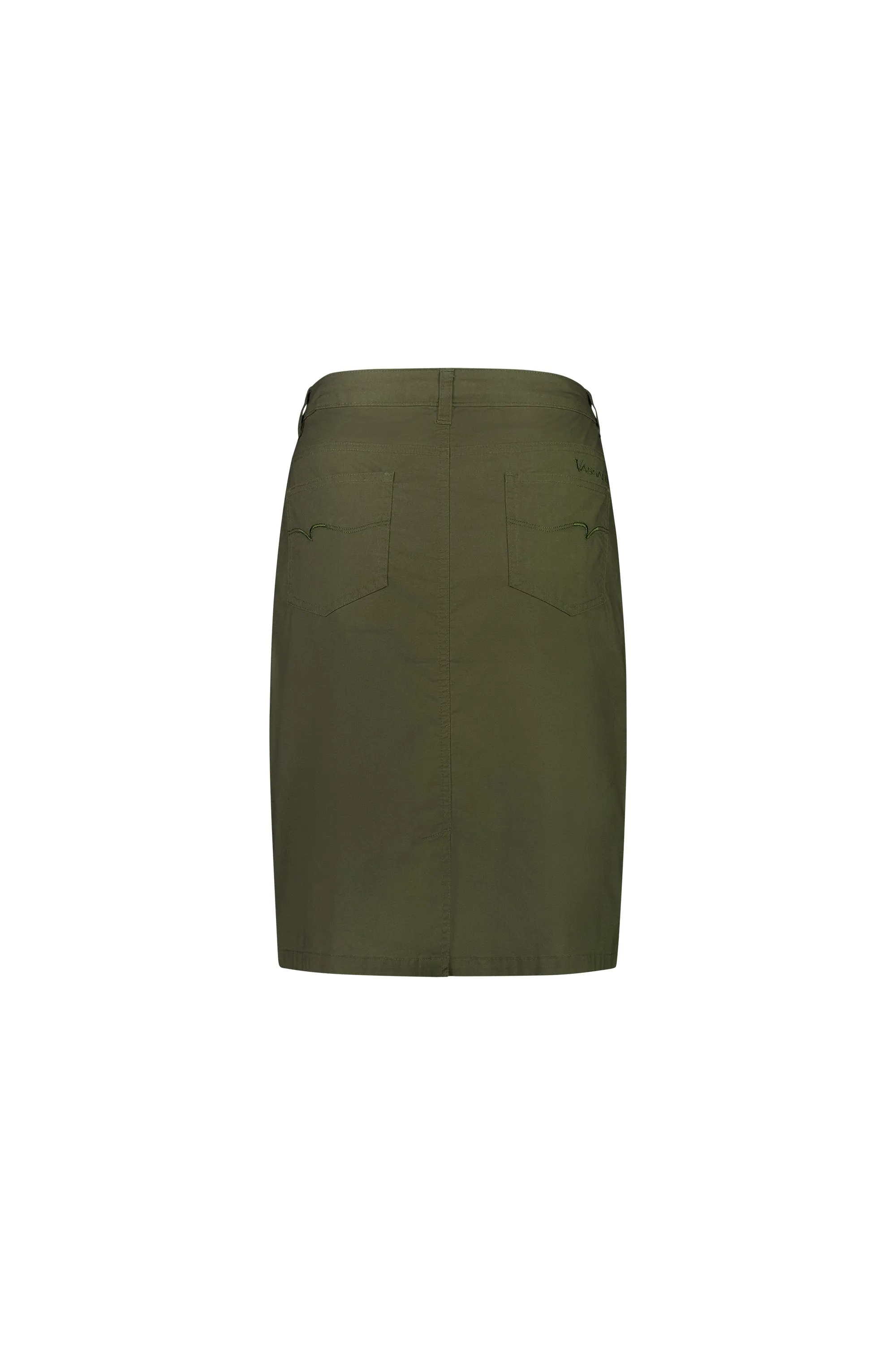 Vassalli Poplin Skirt with Back Vent - Khaki