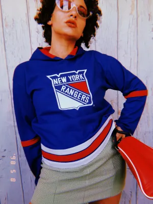 Vintage 90s blue pullover jumper with a hood