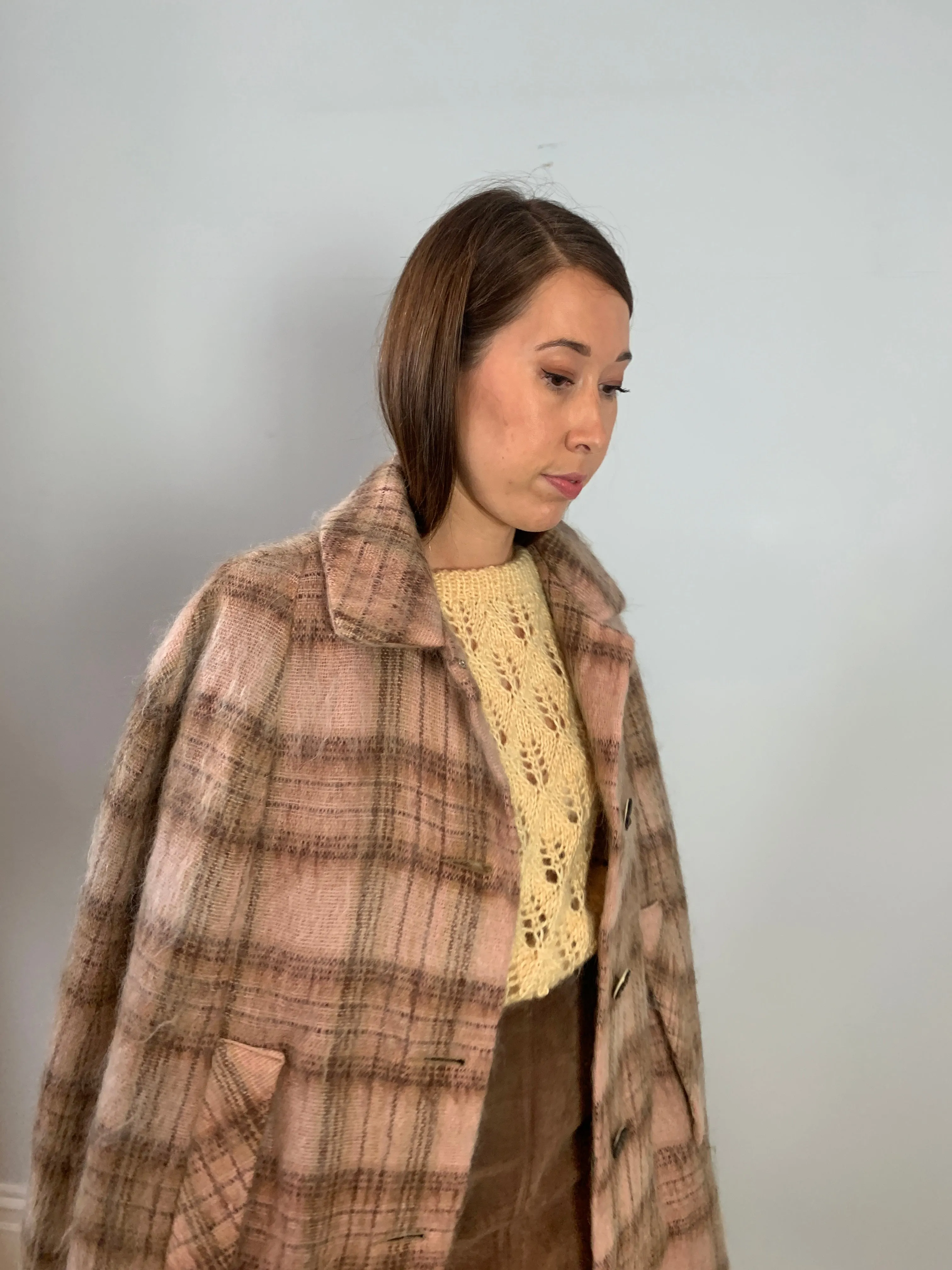 Vintage Rannoch Scottish wool & mohair mix tartan cape