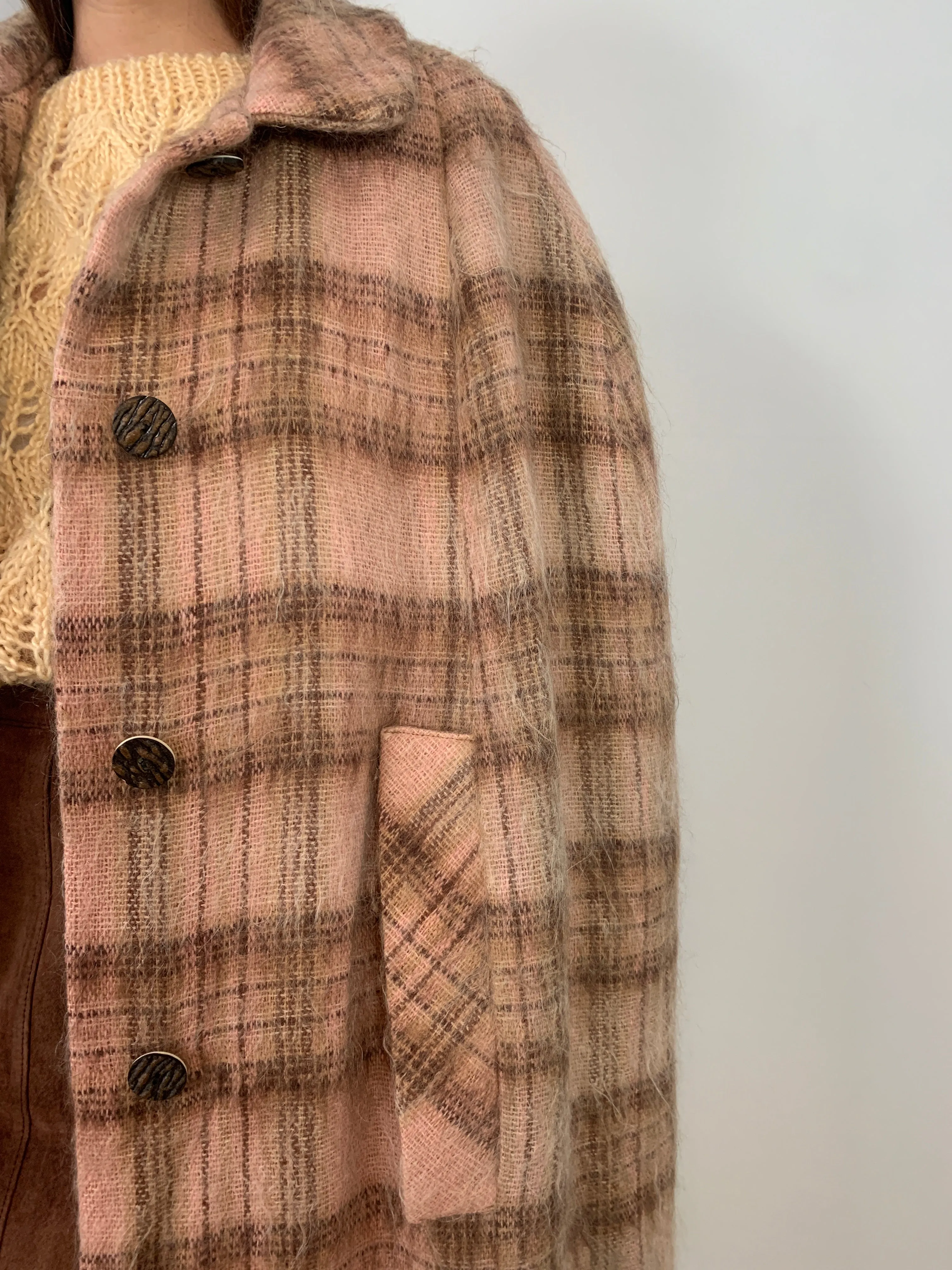Vintage Rannoch Scottish wool & mohair mix tartan cape