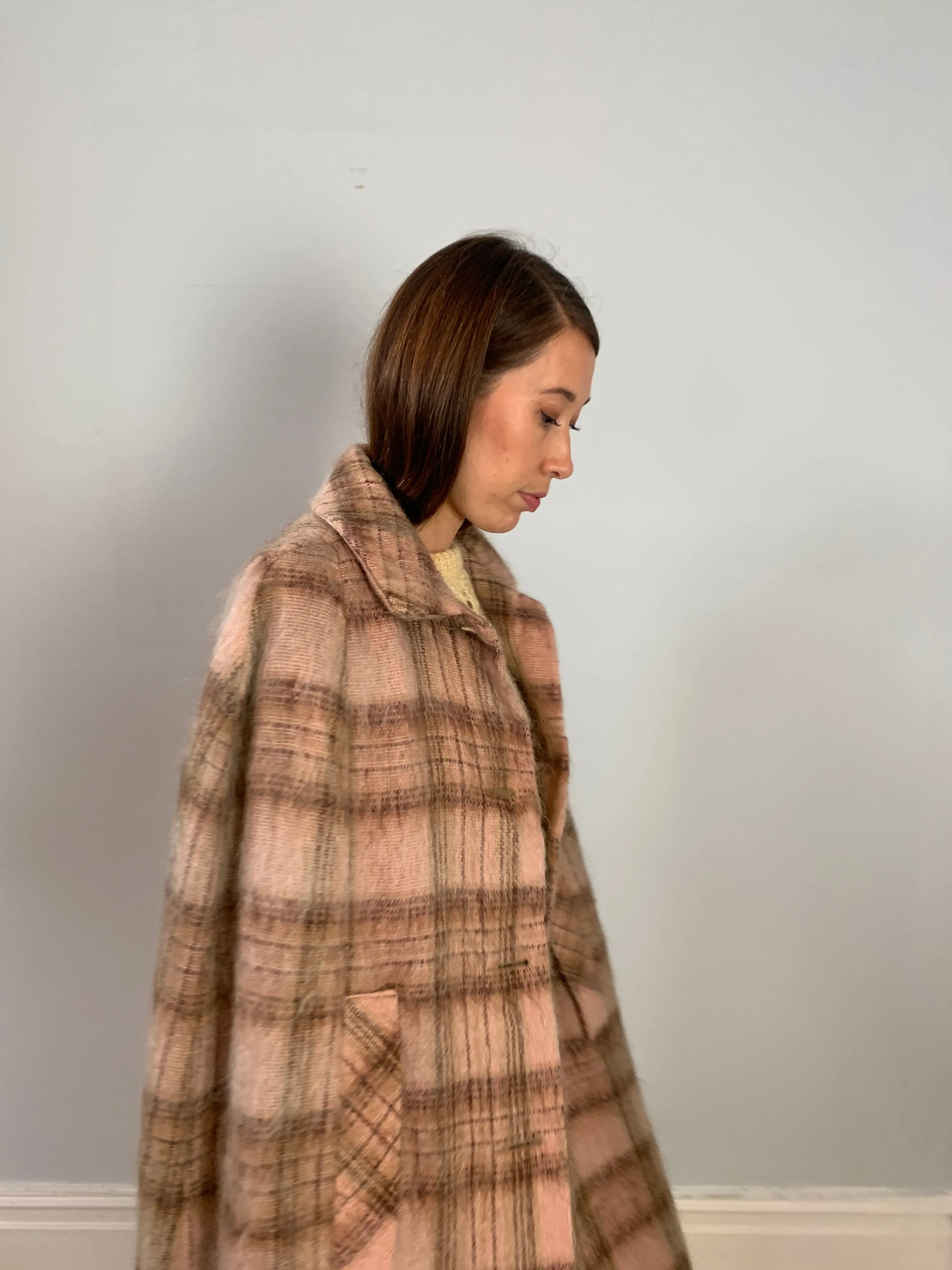 Vintage Rannoch Scottish wool & mohair mix tartan cape