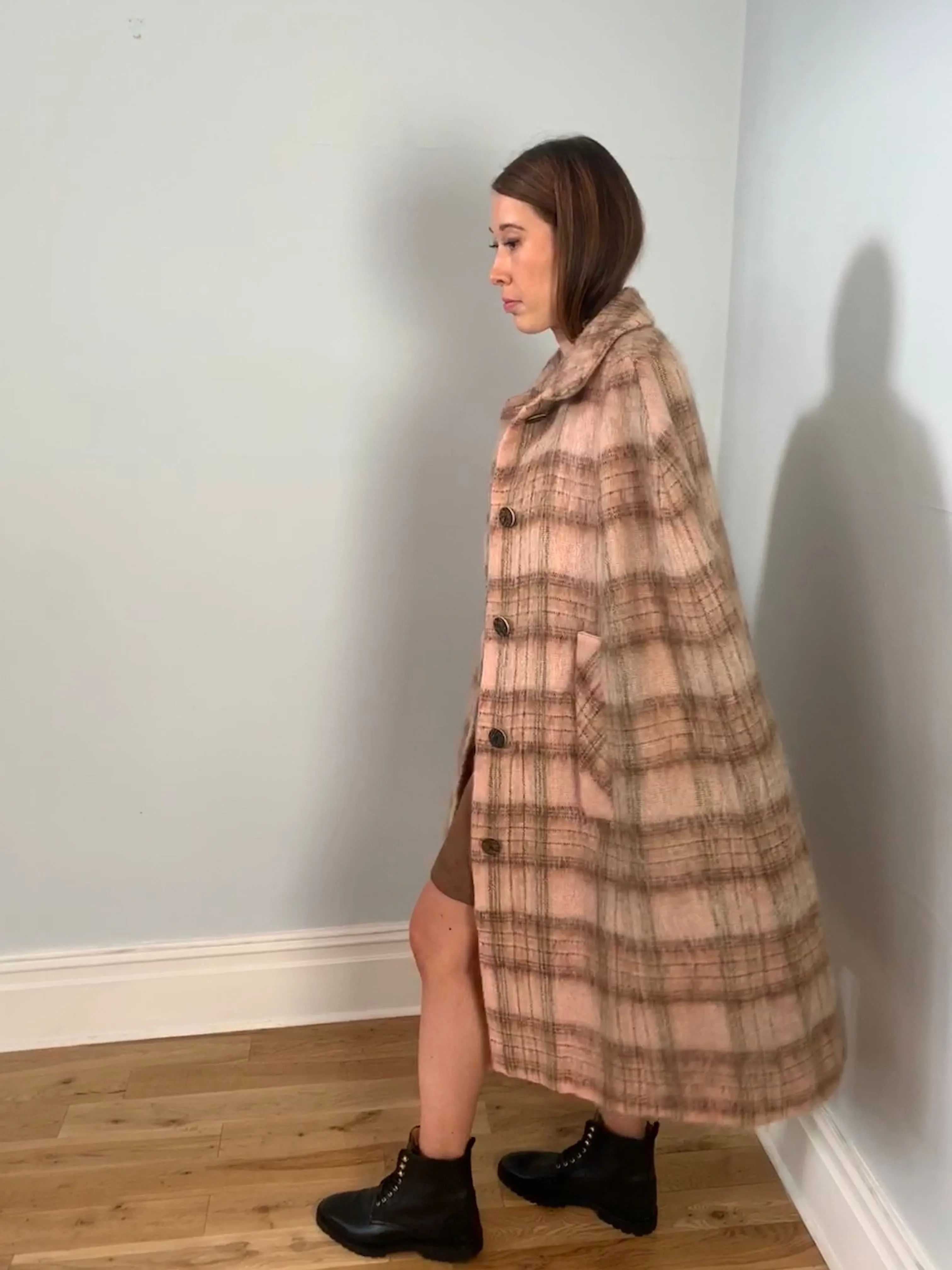Vintage Rannoch Scottish wool & mohair mix tartan cape