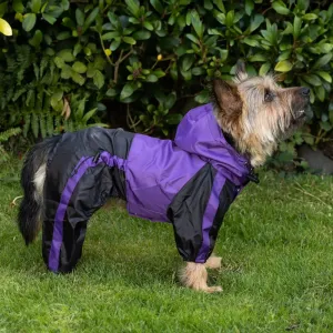 Waterproof Dog Coat with legs in Purple Black