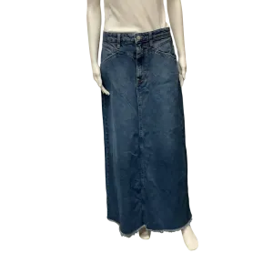 We The Free Skirt Denim Blue Maxi Frayed Hem Size: 6
