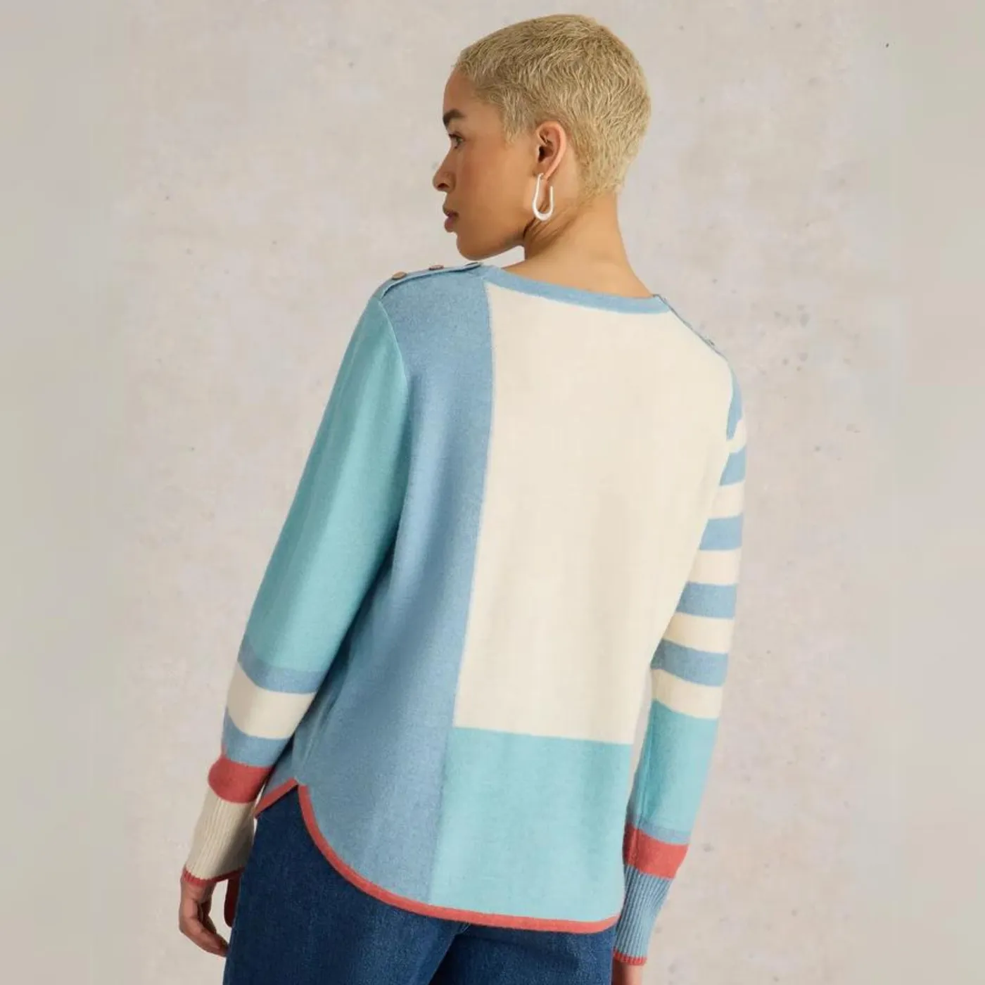 Whitestuff Emma Colourblock Jumper | Blue