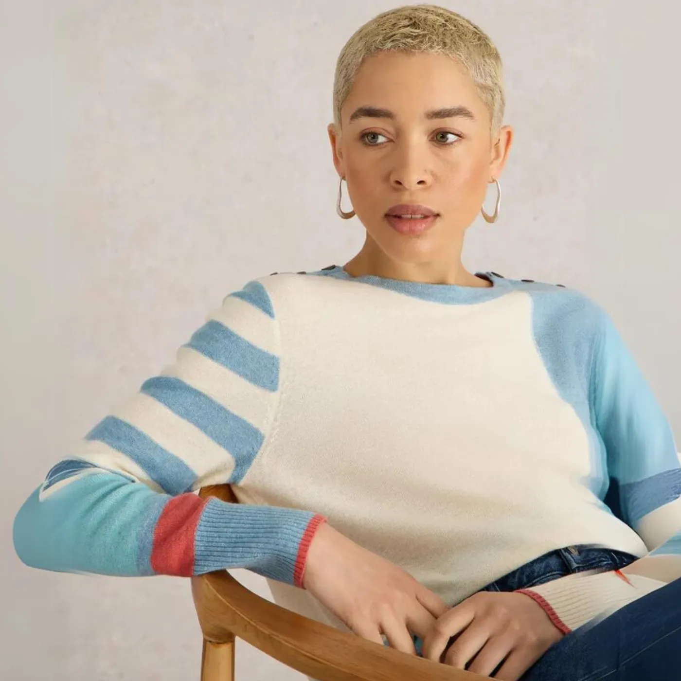 Whitestuff Emma Colourblock Jumper | Blue