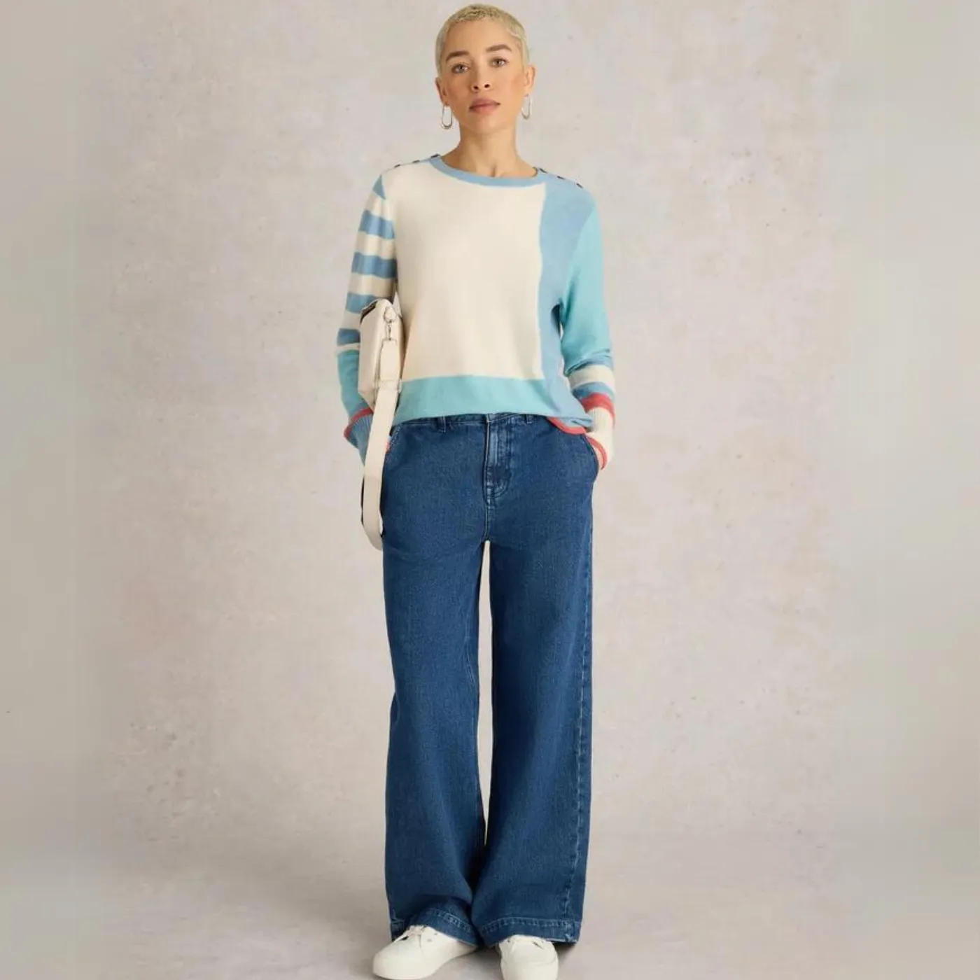Whitestuff Emma Colourblock Jumper | Blue