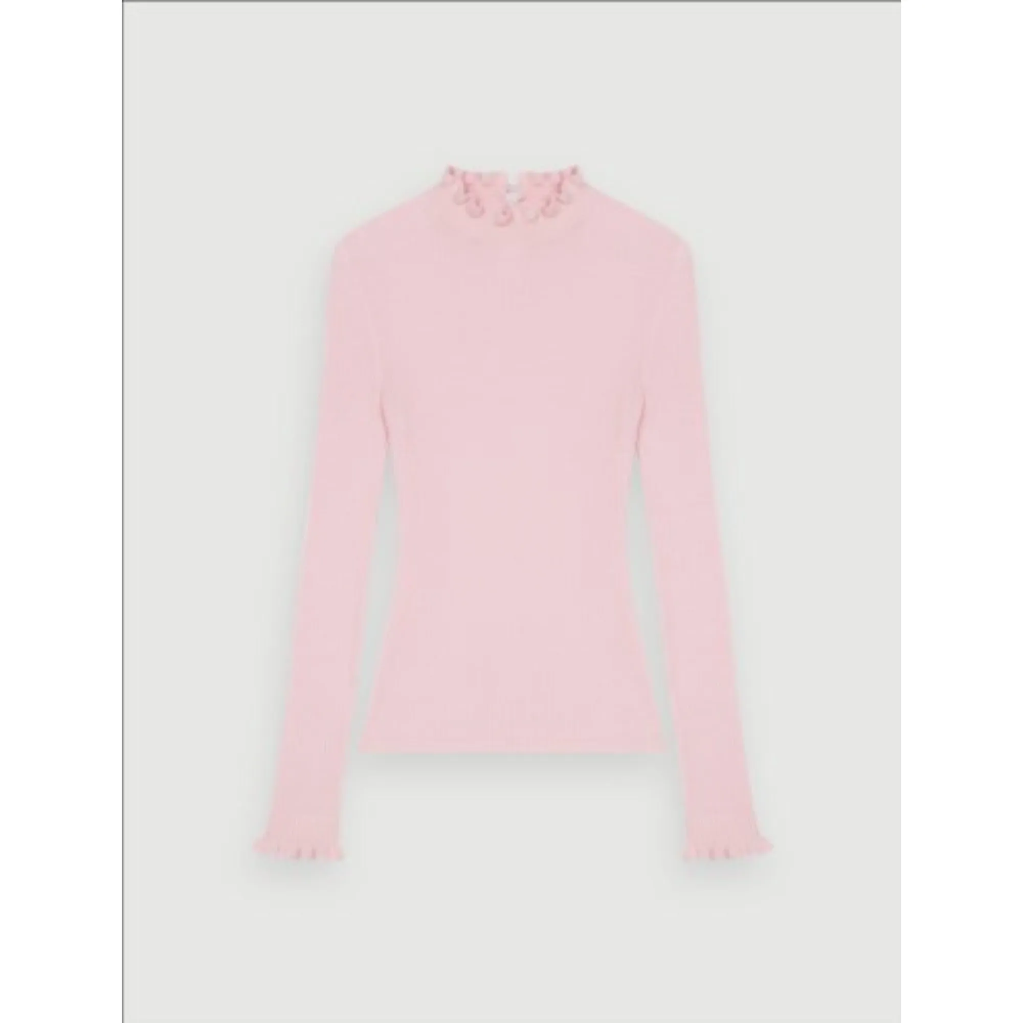 Women Fancy High-Neck Lightweight Sweater - Pale Pink