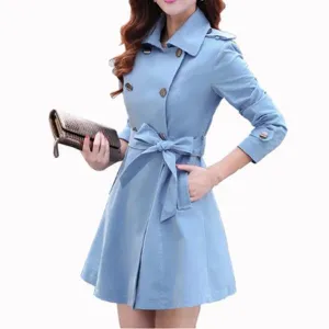 Women's Spring Turn-Down Collar Trench Coat